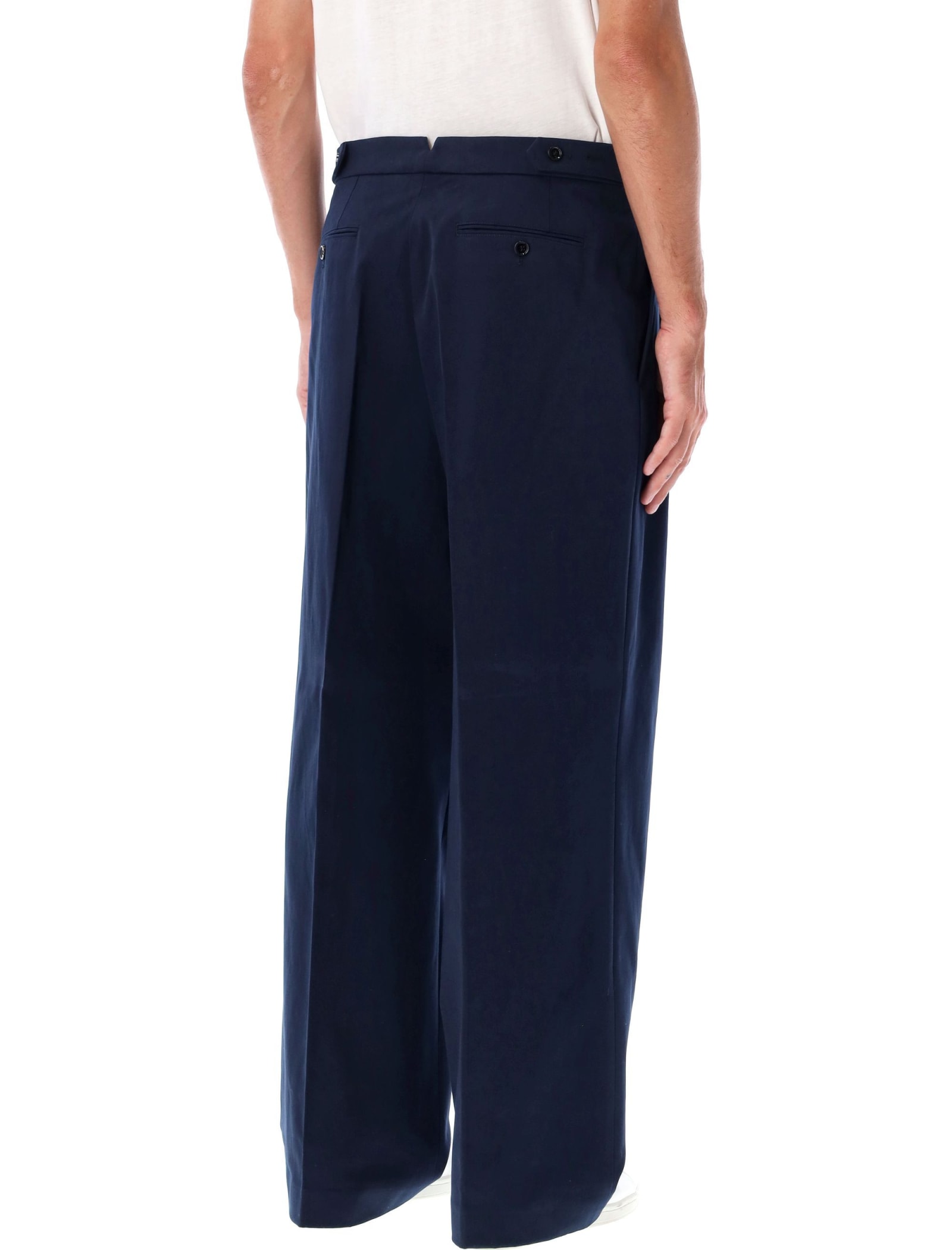 Shop Ami Alexandre Mattiussi Large Fit Trousers In Navy