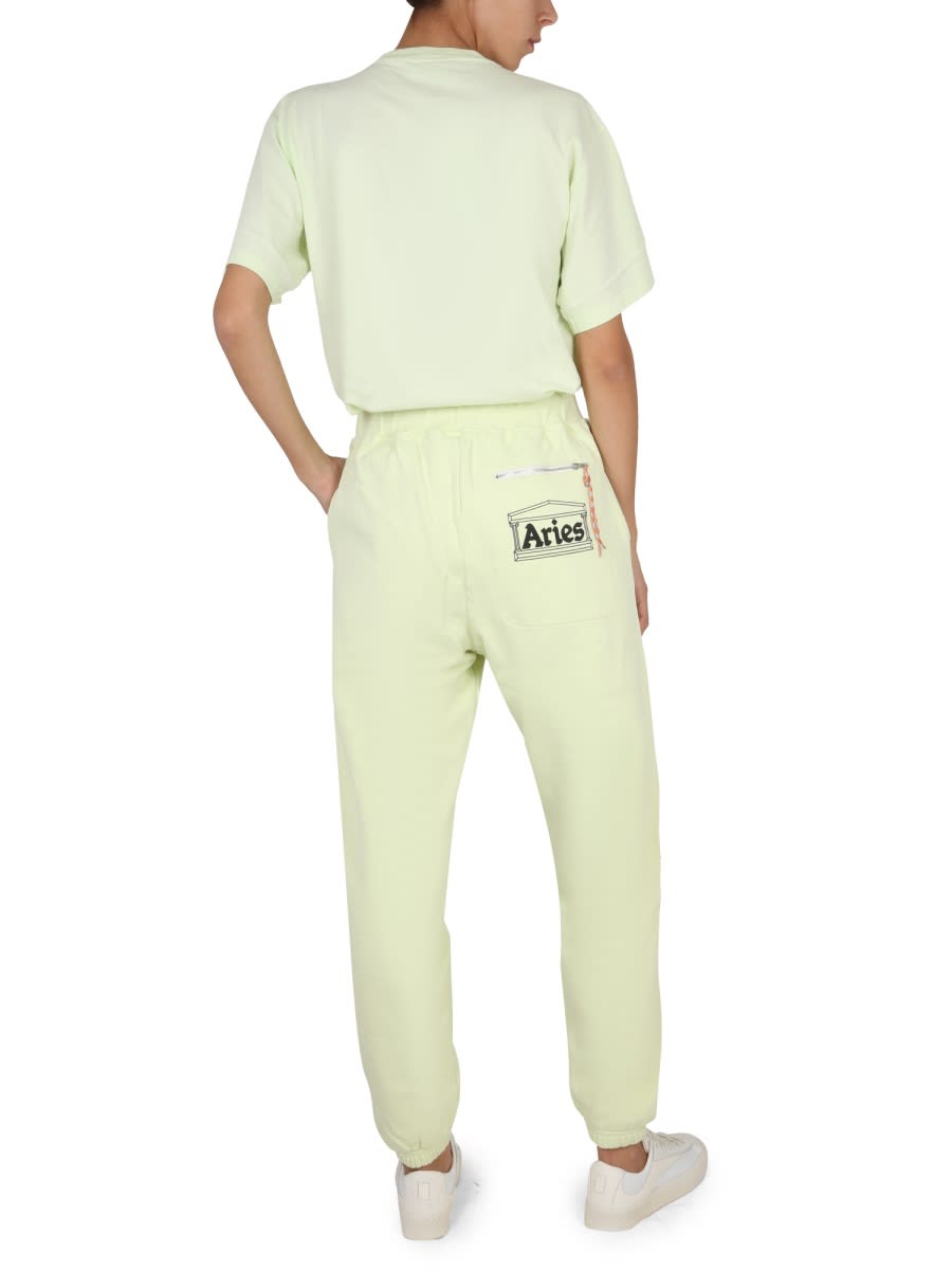 Shop Aries Jogging Pants With Logo Print In Green