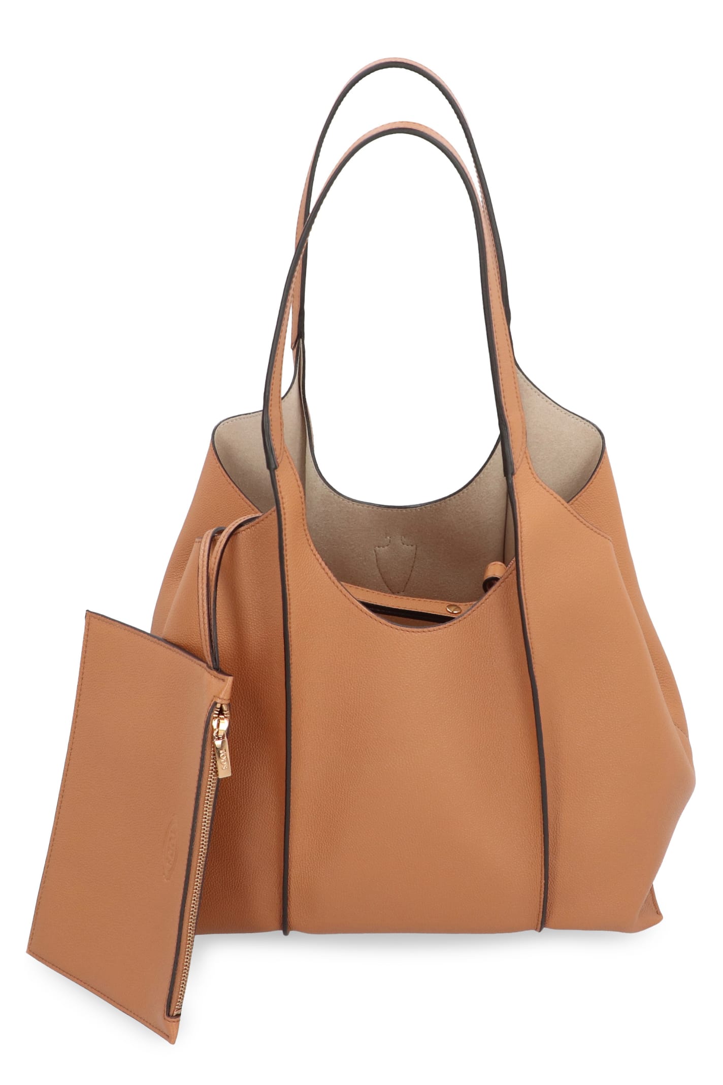 Shop Tod's T Timeless Small Leather Tote In Saddle Brown