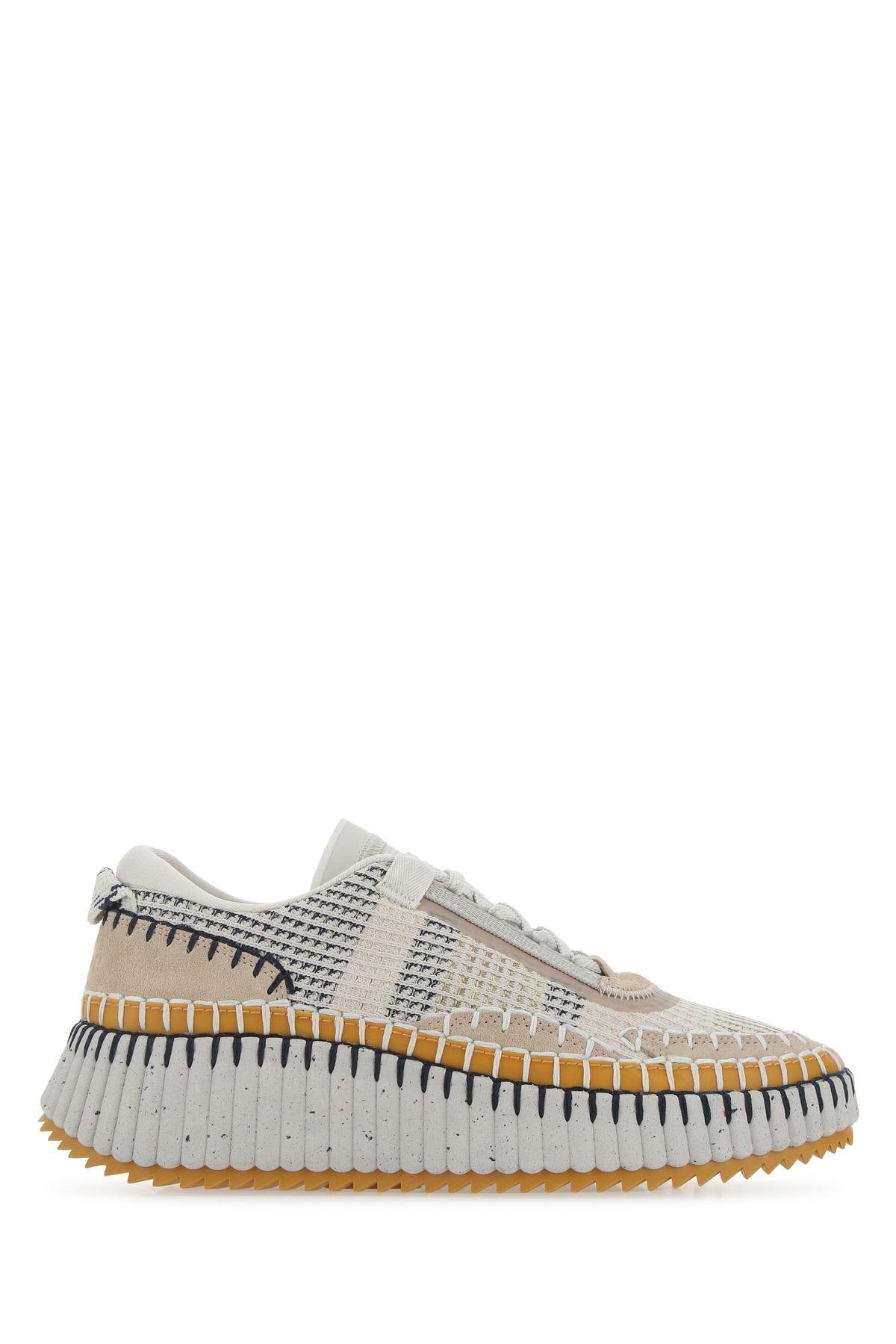 Shop Chloé Multicolor Fabric Nama Sneakers In Beige