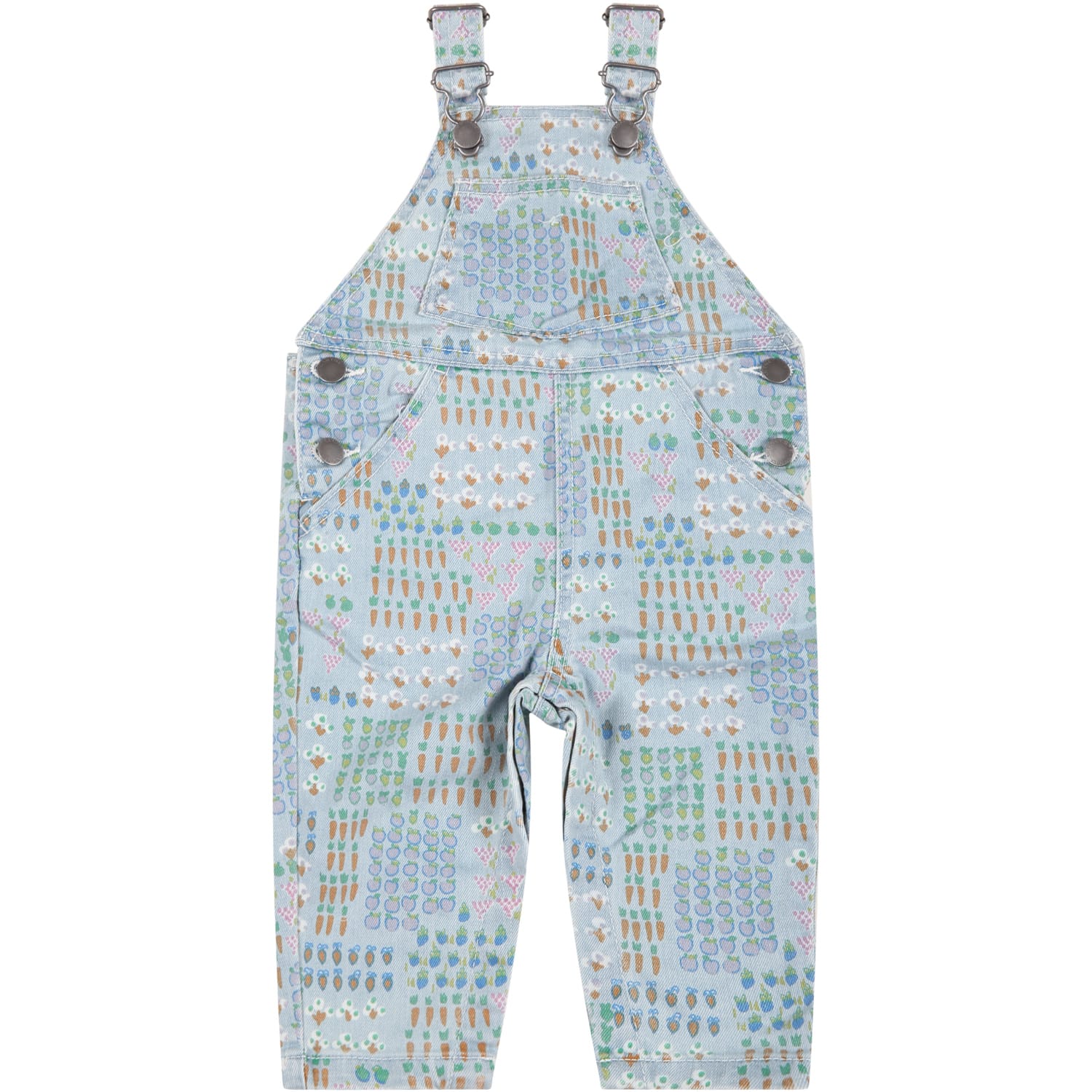 Stella McCartney Kids Light-blue Dugarees For Babykids With Colorful Prints