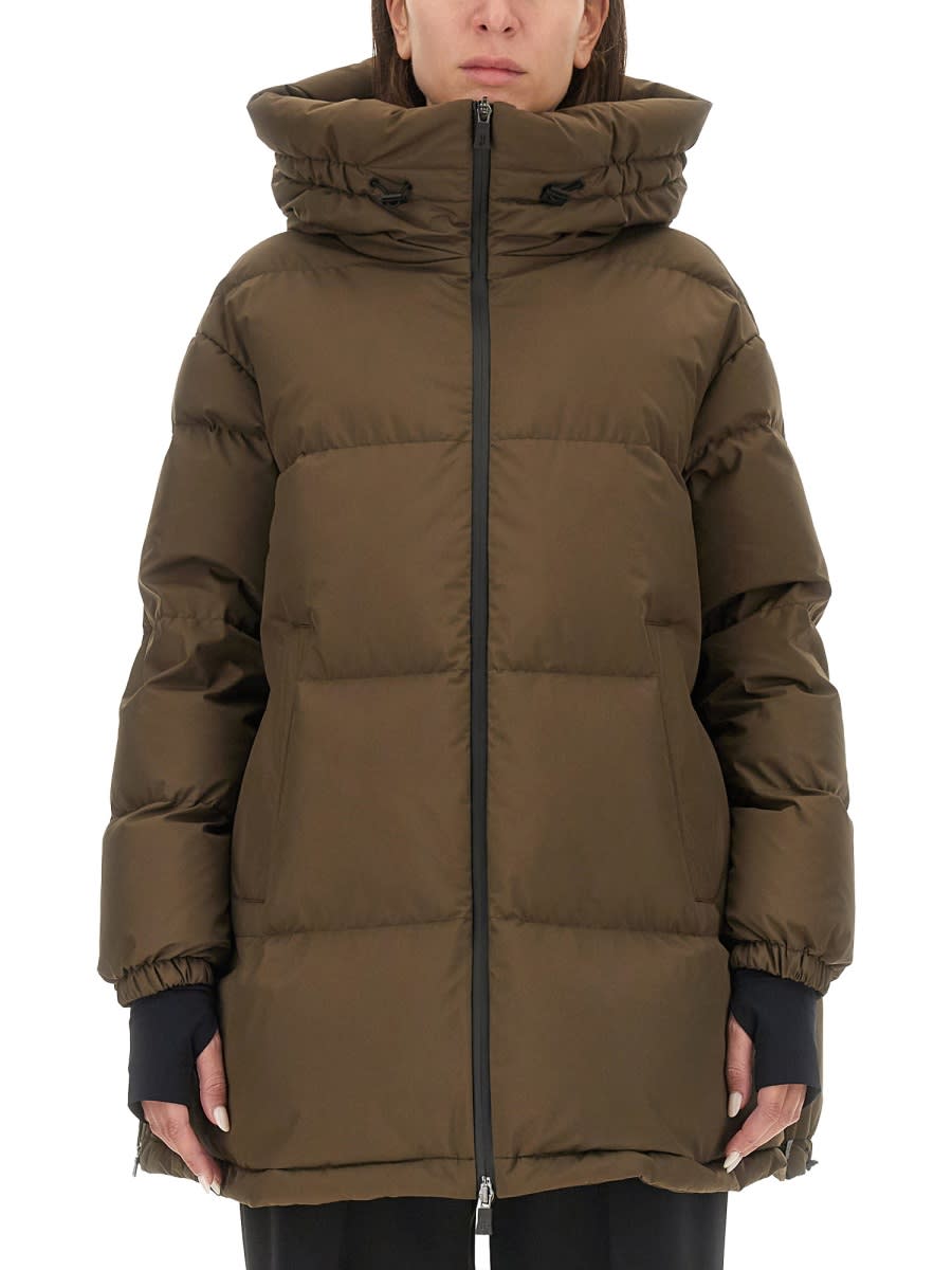 Shop Herno Down Jacket With Hood In Green