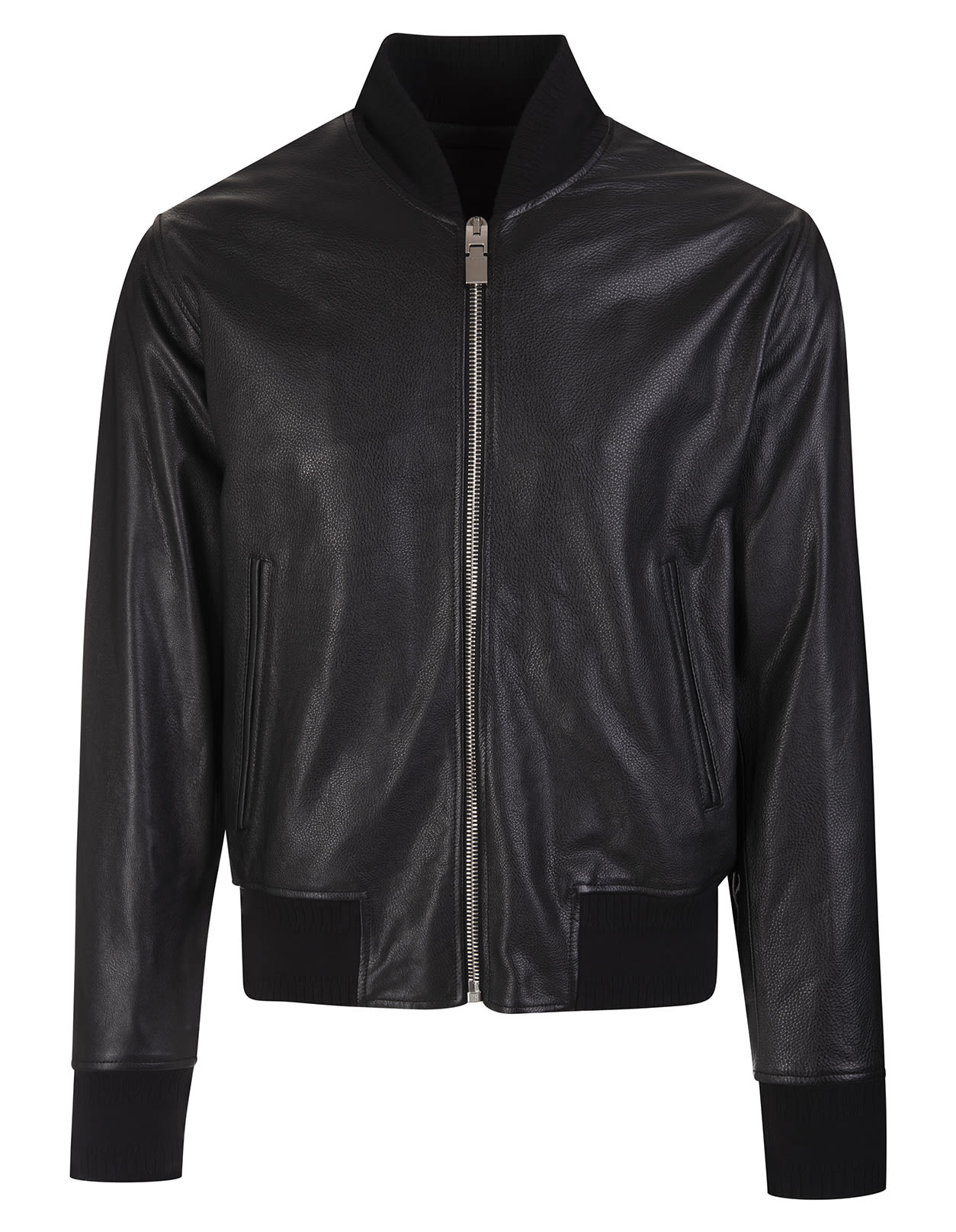 Man Givenchy College Bomber Jacket In Black Leather