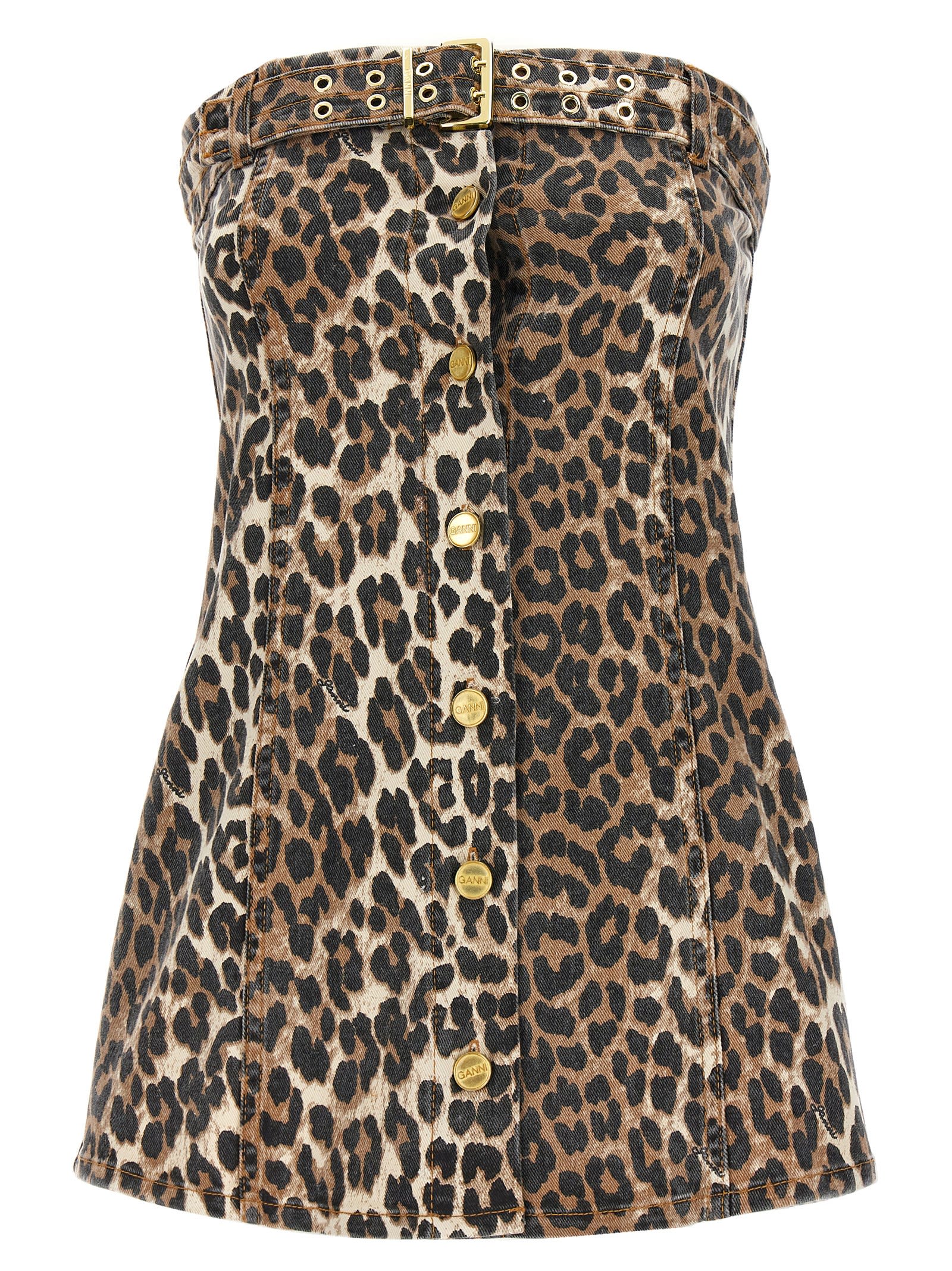 Shop Ganni Leopard Top In Multicolor