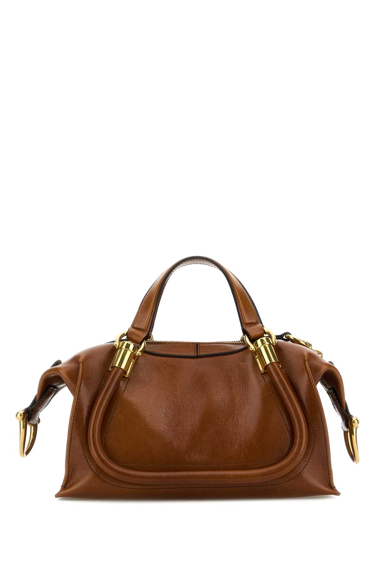 Shop Chloé Brown Leather Paraty 24 Handbag In Clay Brown