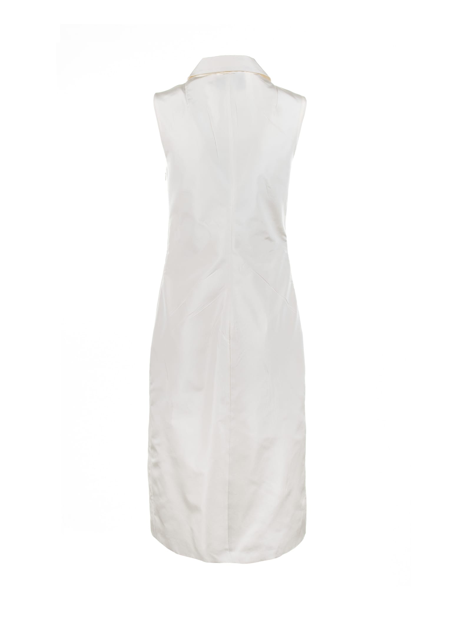 Shop Prada White Faille Dress In Avorio
