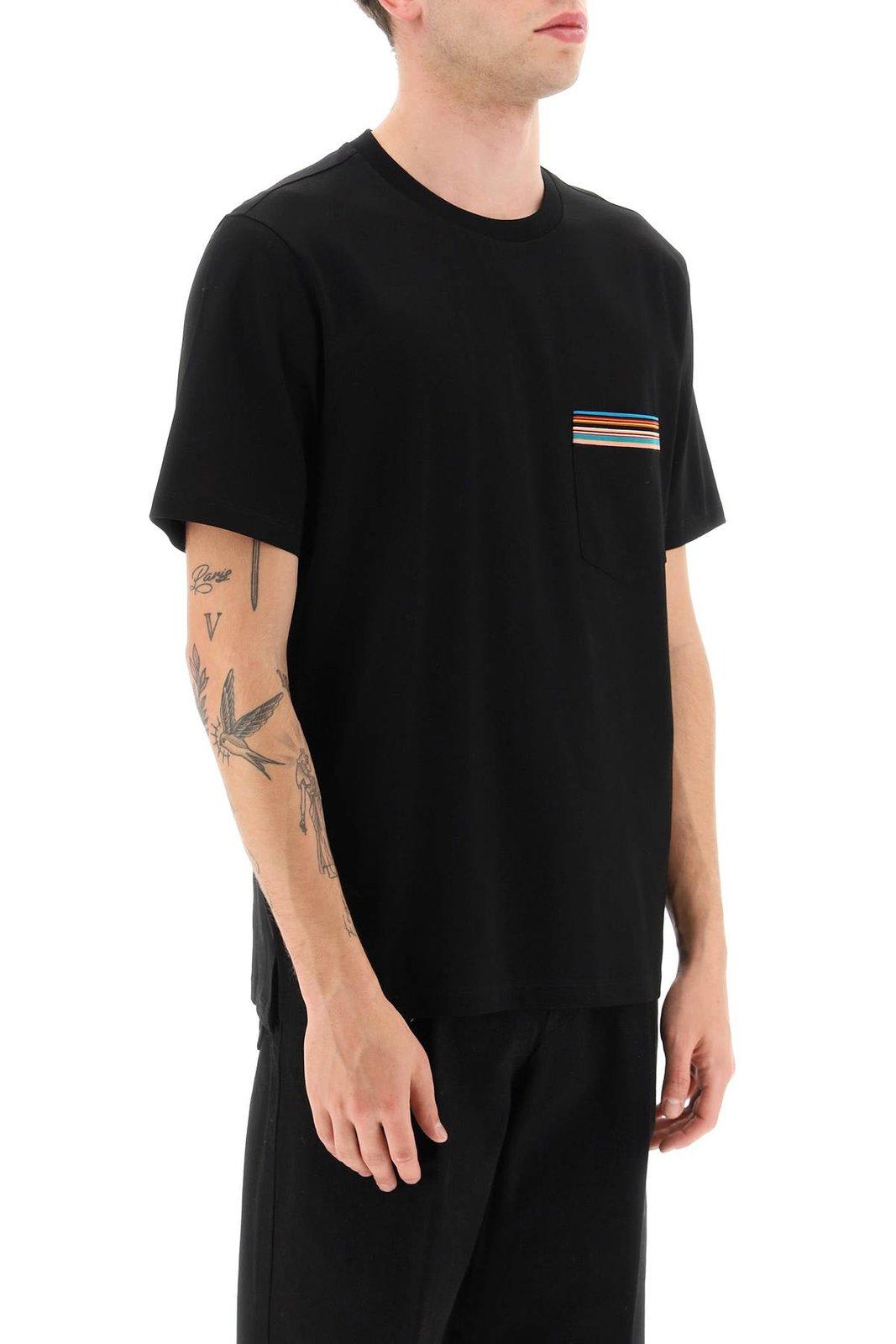 Shop Paul Smith Stripe Detailed Crewneck T-shirt In Black