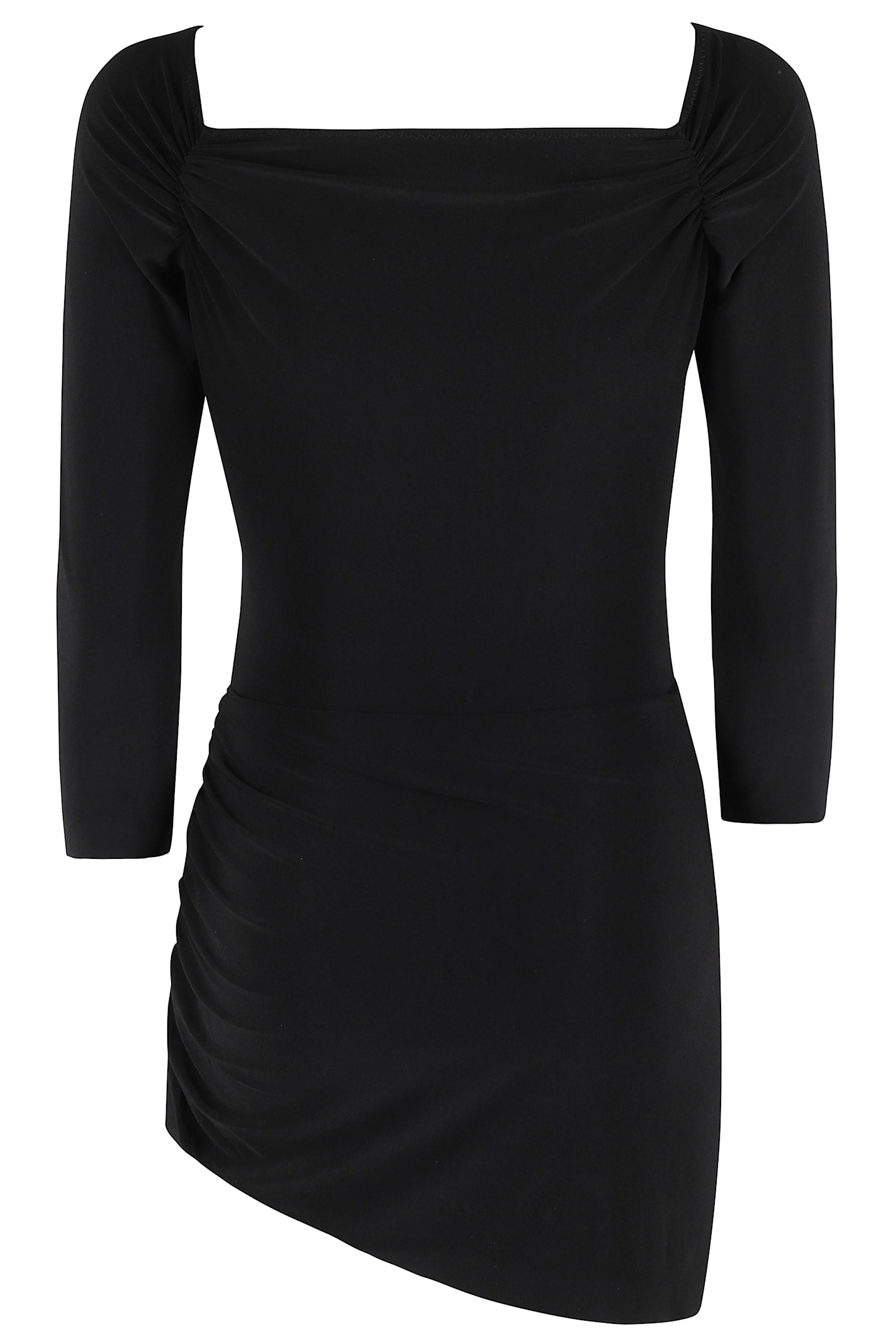 Norma Kamali Draped Off-shoulder Mini Dress In Black
