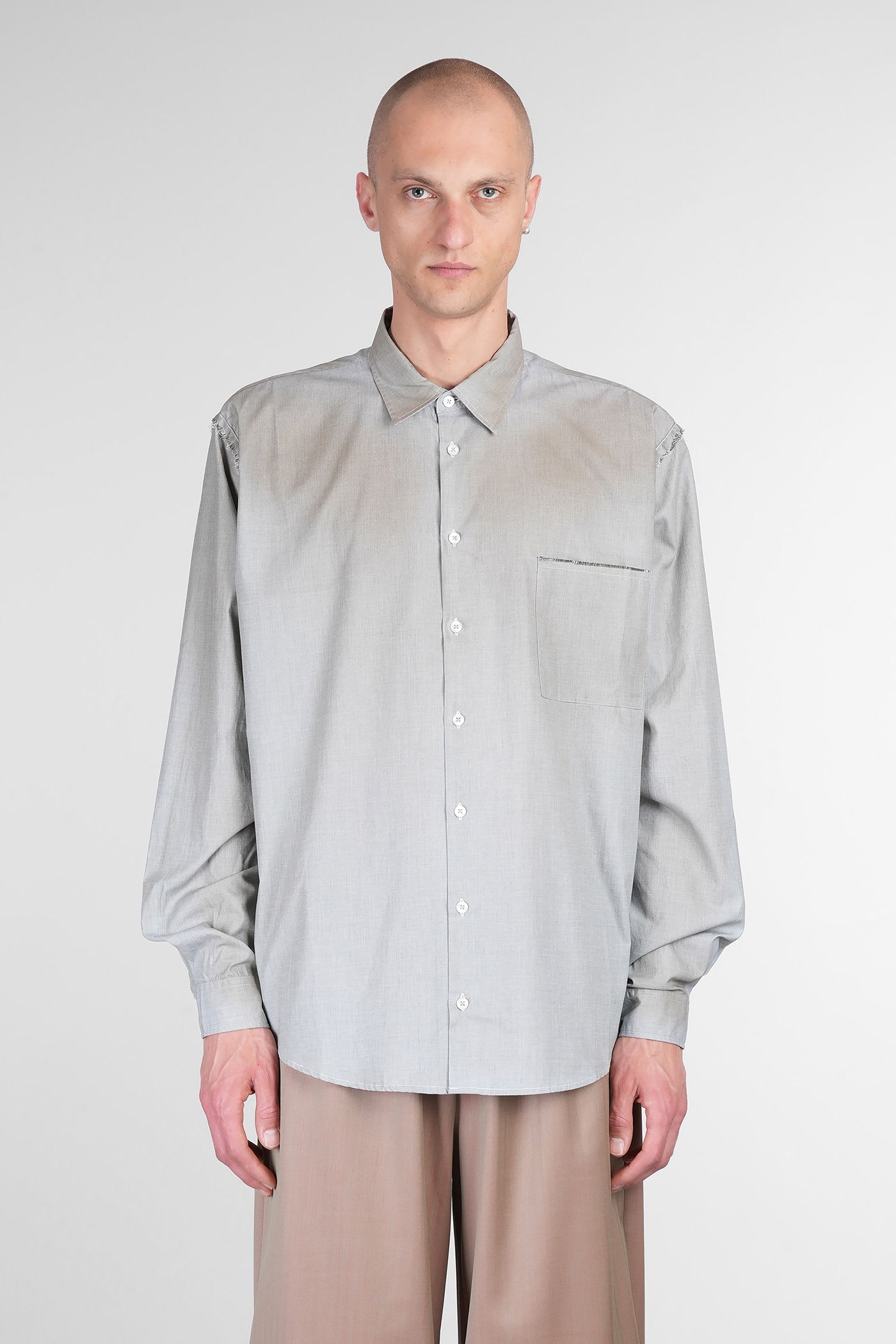 Erzin Shirt In Grey Cotton