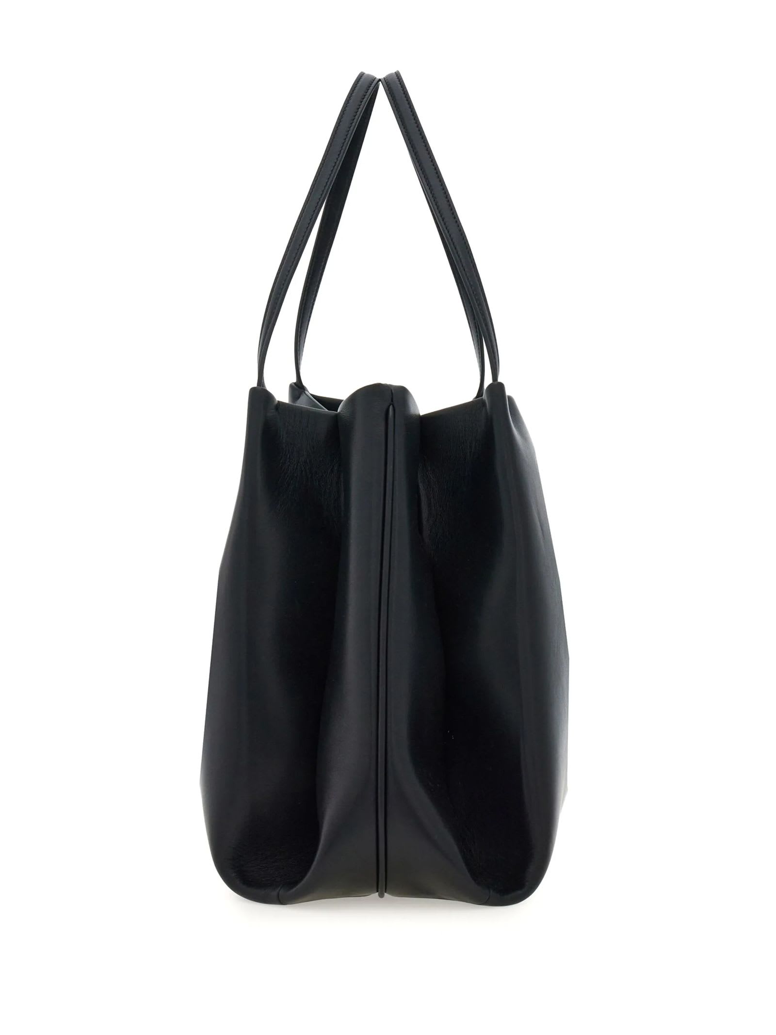 Ferragamo Buckle Strap Soft Structure Shoulder Bag In Black