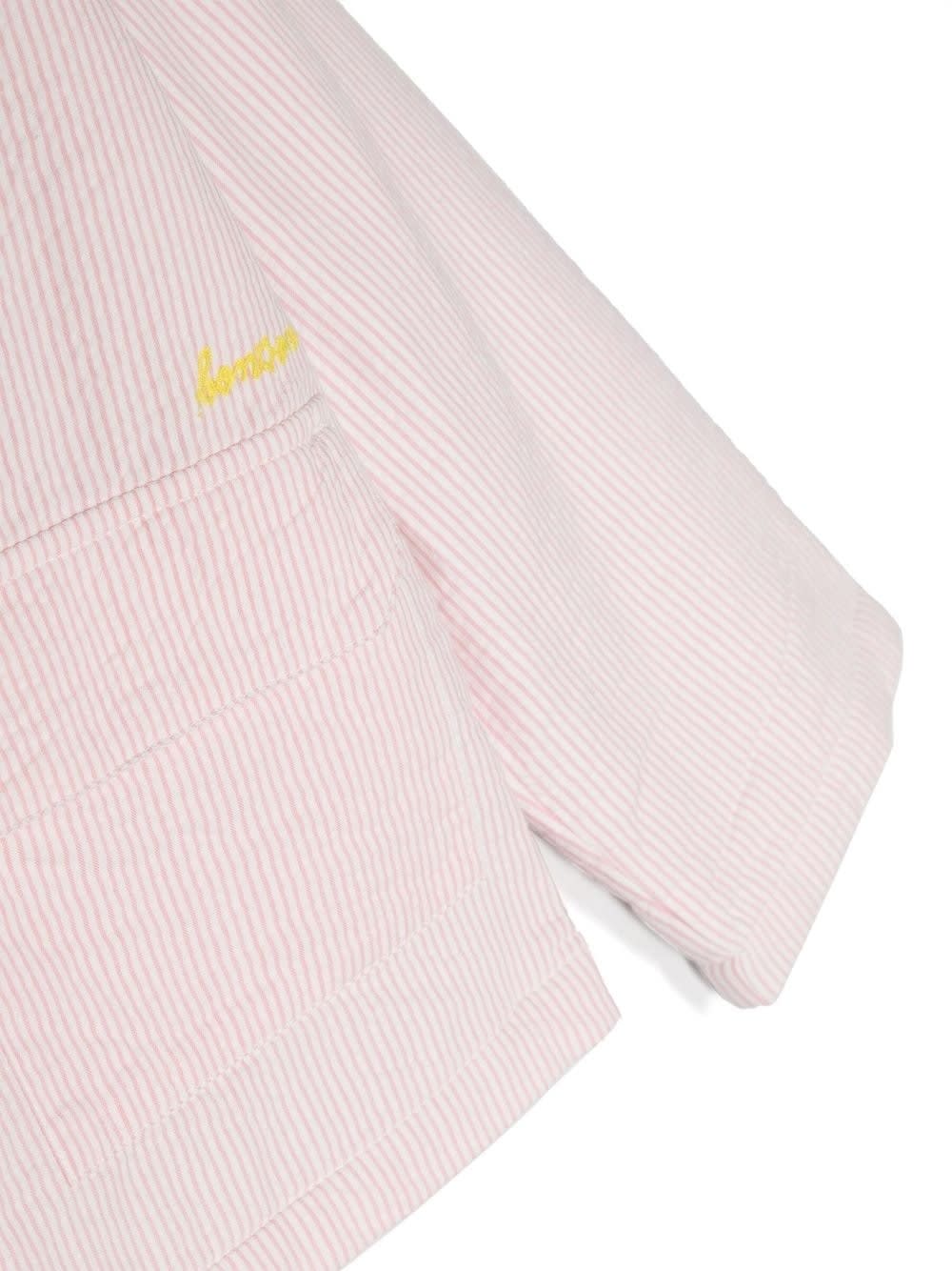 Shop Bonton Striped Jacket With Embroidered Logo In Pink