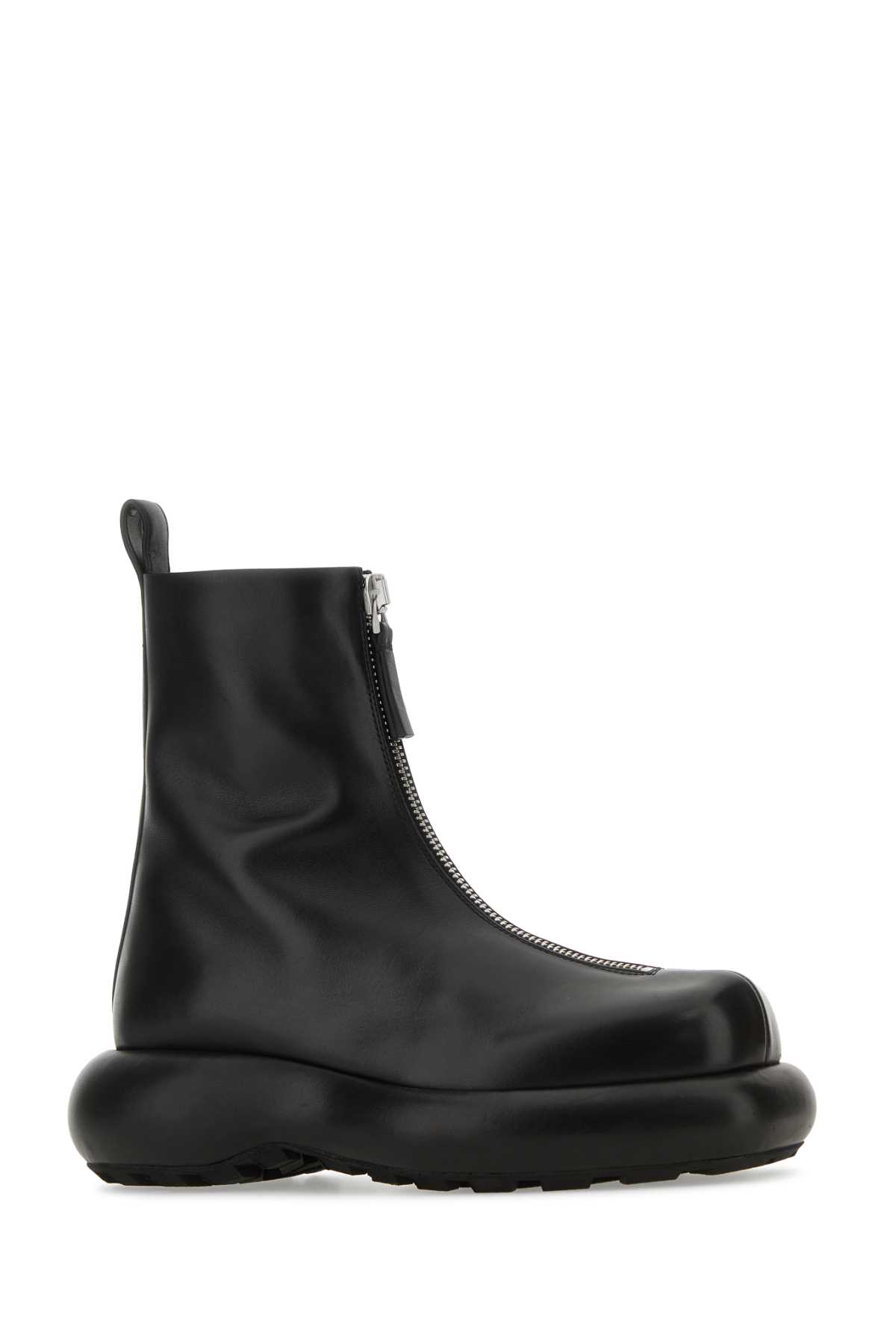 Shop Jil Sander Black Leather Ankle Boots In 001