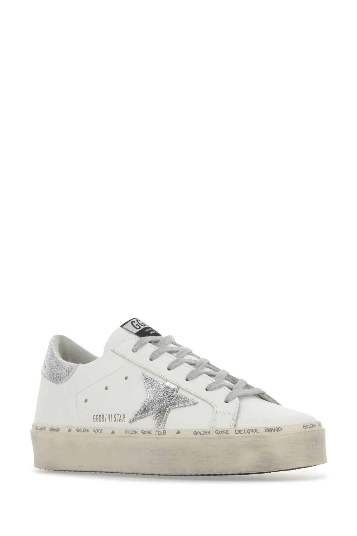 Golden Goose White Leather Hi Star Sneakers In 80185