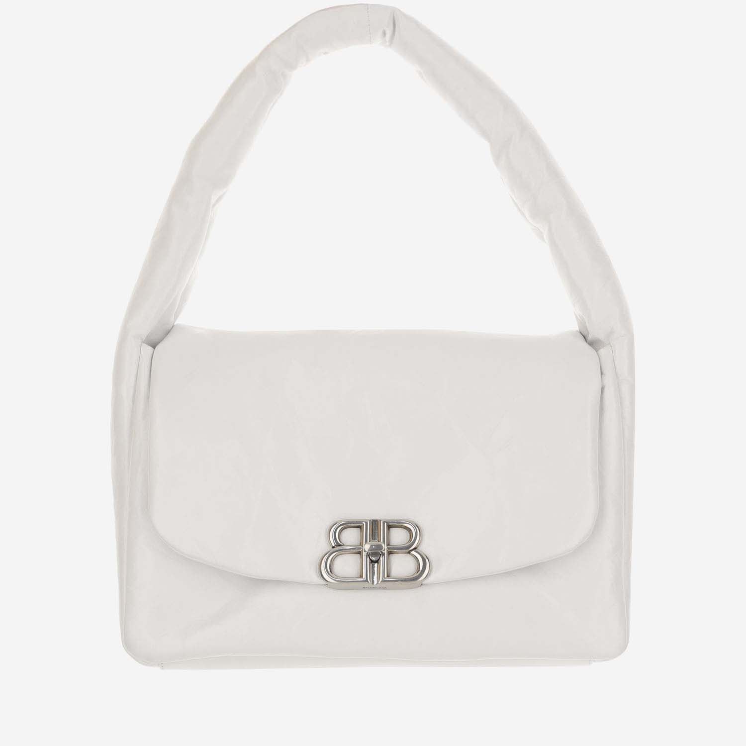 Shop Balenciaga Monaco Medium Sleeve Bag In White