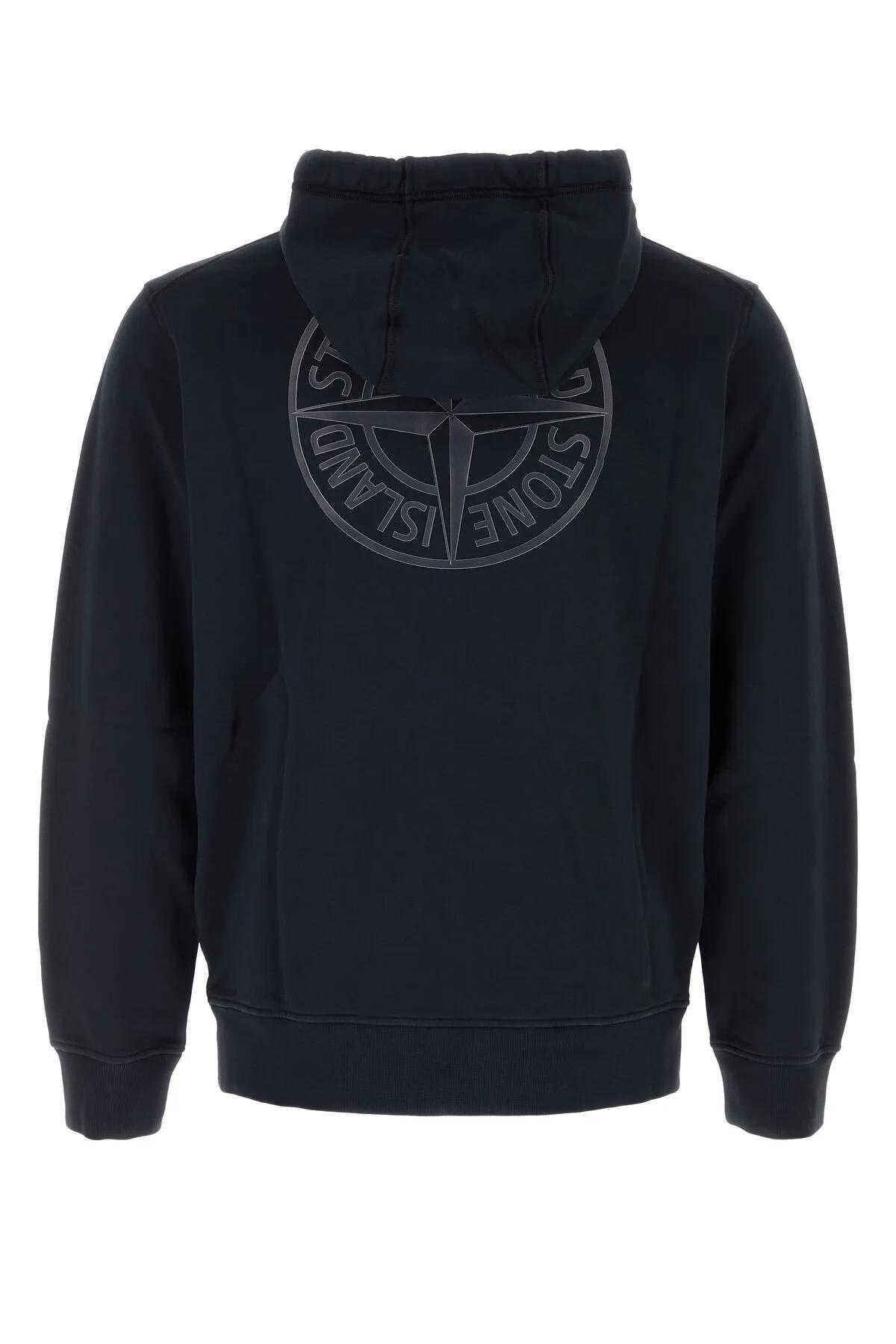 Shop Stone Island Midnight Blue Cotton Sweatshirt