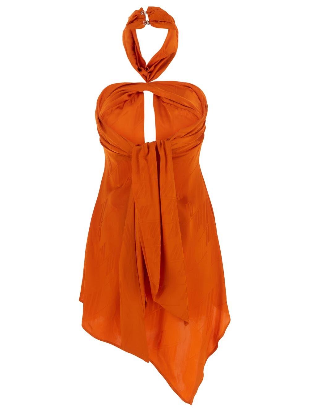 Shop Attico Becky Mini Dress In Orange