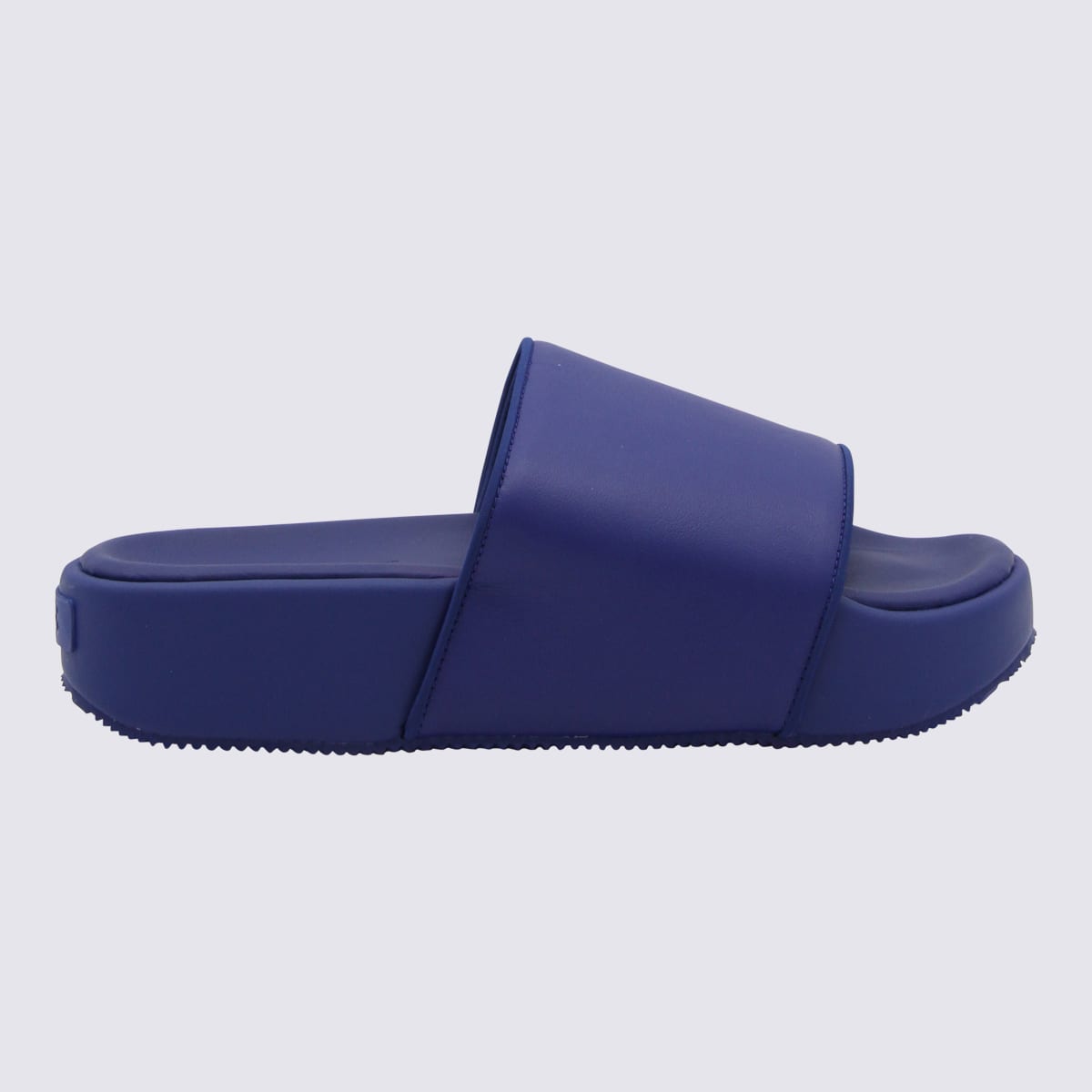 Shop Y-3 Ink Blue Leather Sliders In Unity Ink