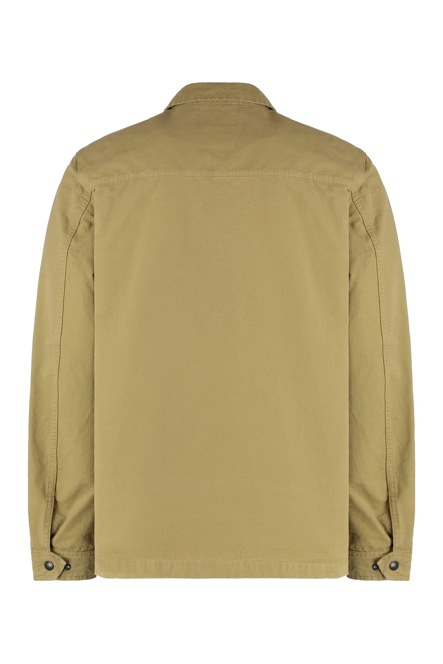 Woolrich Cotton Overshirt With Four Front Pockets In Green