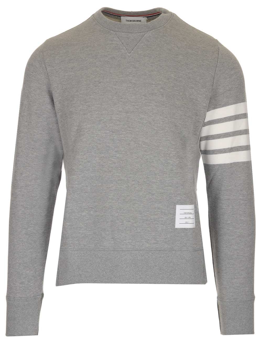 Shop Thom Browne Grey 4-bar Sweatshirt