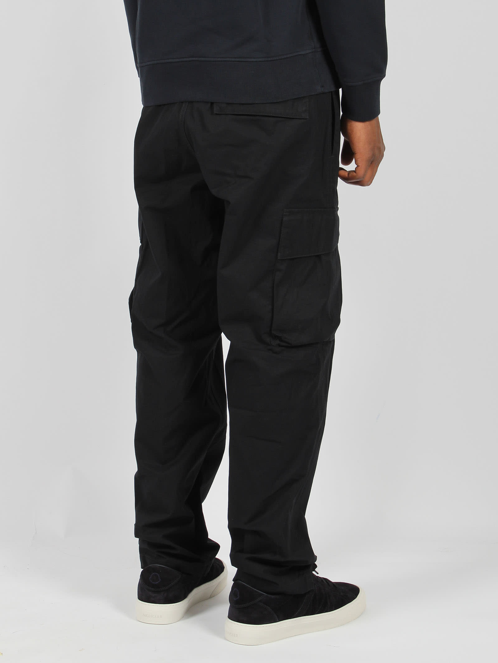 Shop Stone Island Cargo Trousers In Black