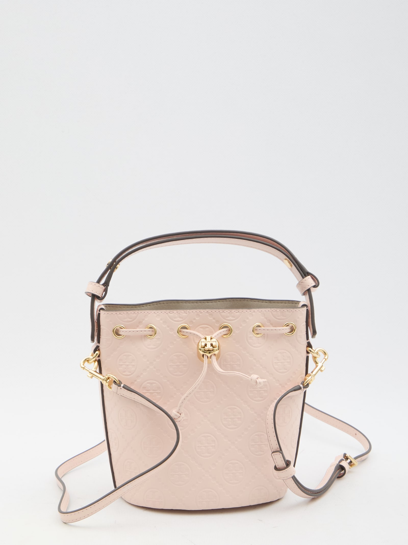 Shop Tory Burch T Monogram Mini Bucket Bag In Pink