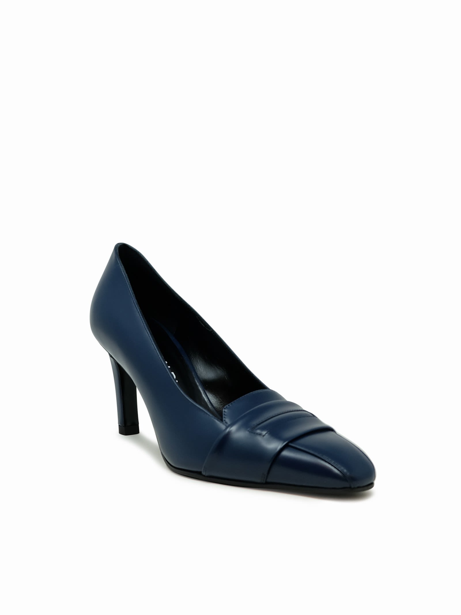 Lella Baldi Lt2473sb Laredo Navy Leather Pumps In Bordeaux