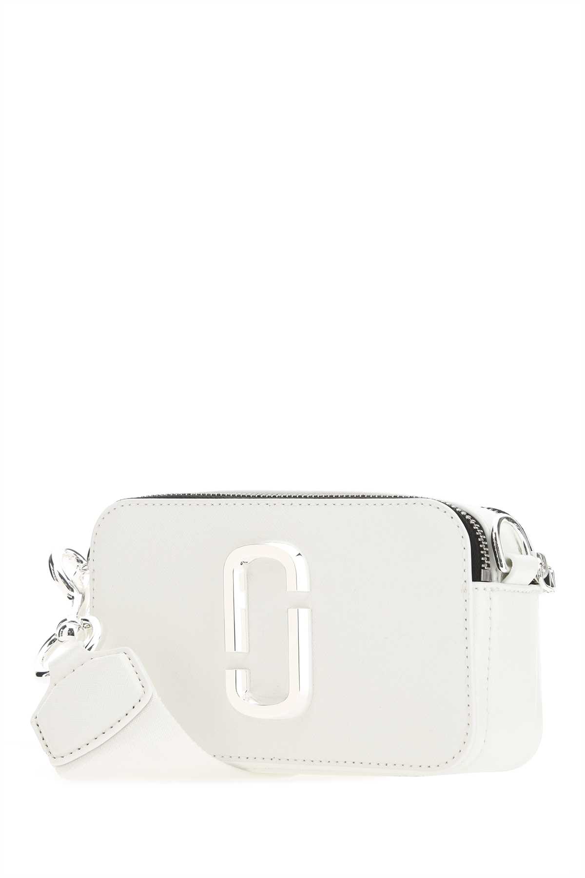 Shop Marc Jacobs White Leather Small The Snapshot Crossbody Bag In 100