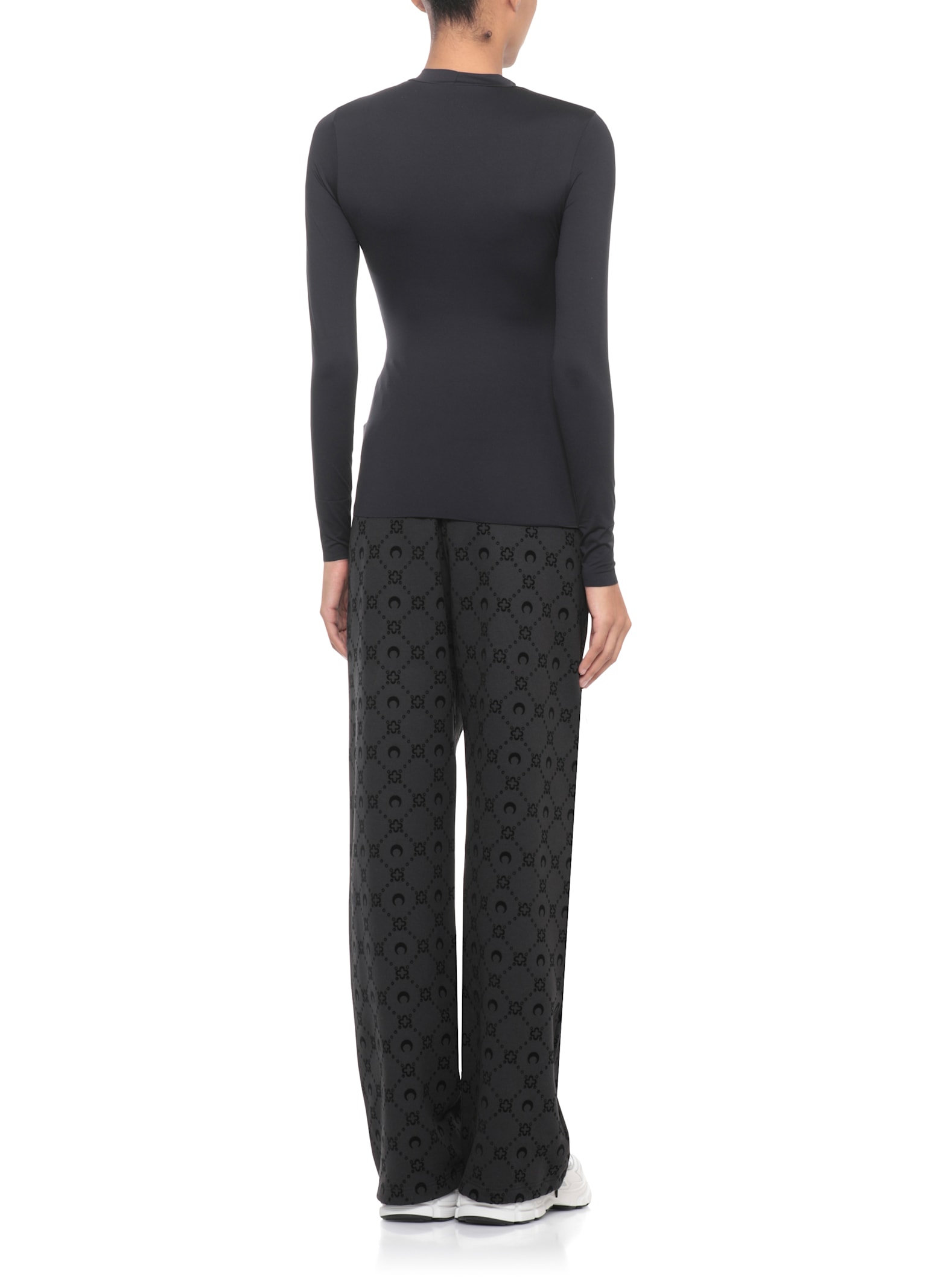 Marine Serre Turtleneck Sweater With Moon Logo And Rhinestones In Black