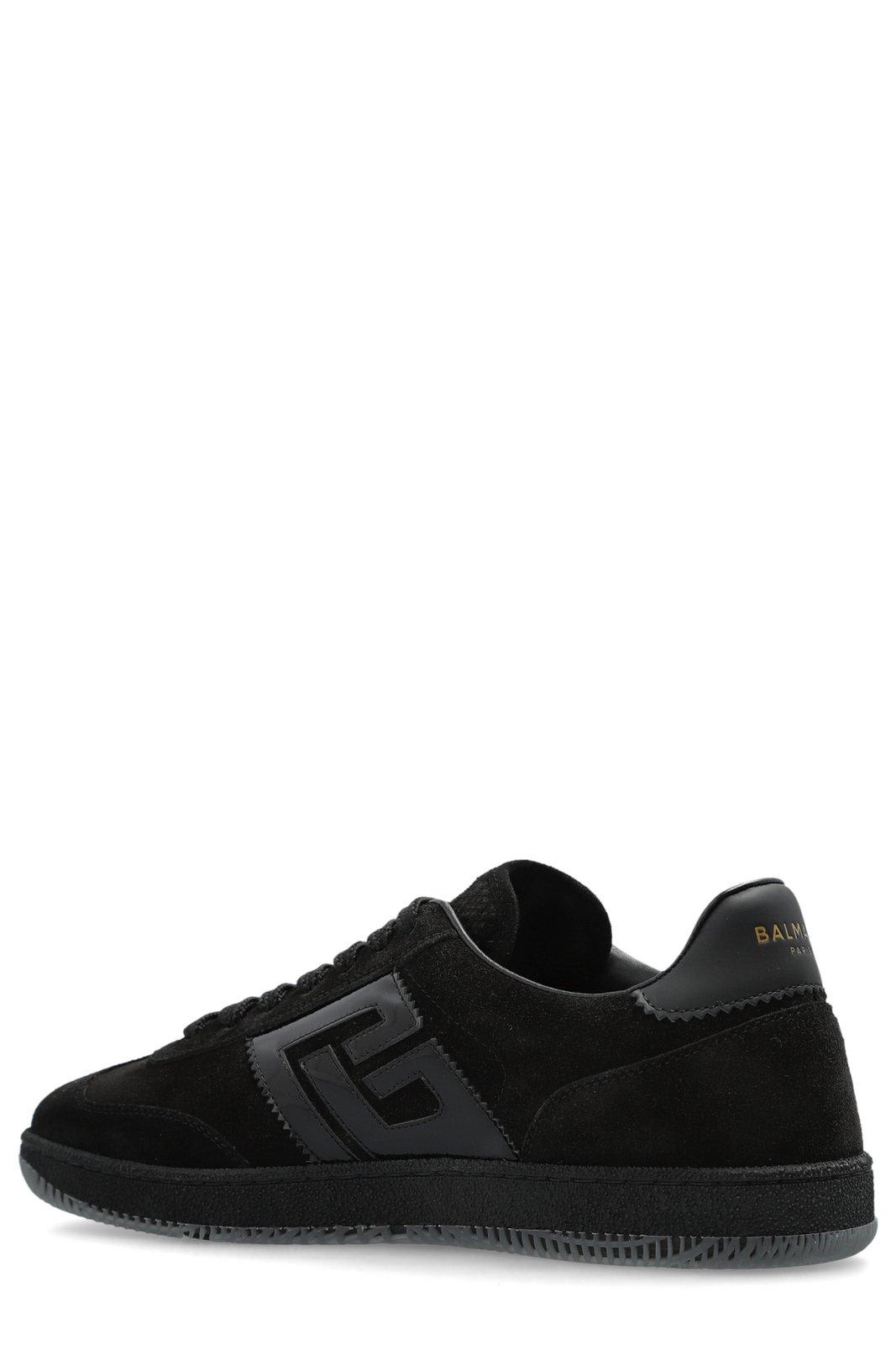 Balmain Swan Suede Low-top Sneakers In Black
