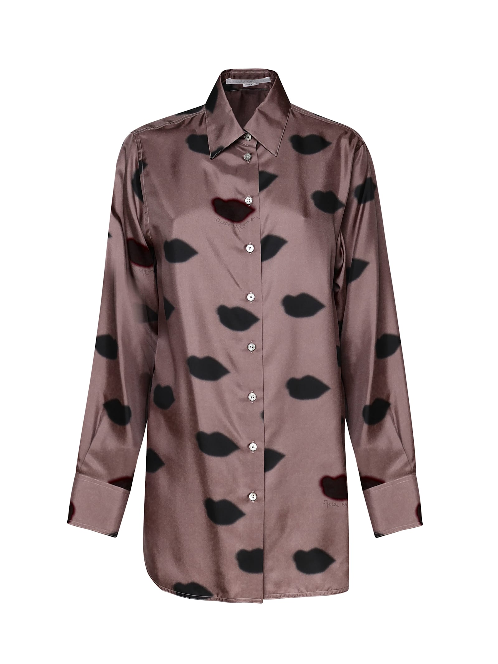 Shop Stella Mccartney Boyfriend Style Lips Shirt In Beige