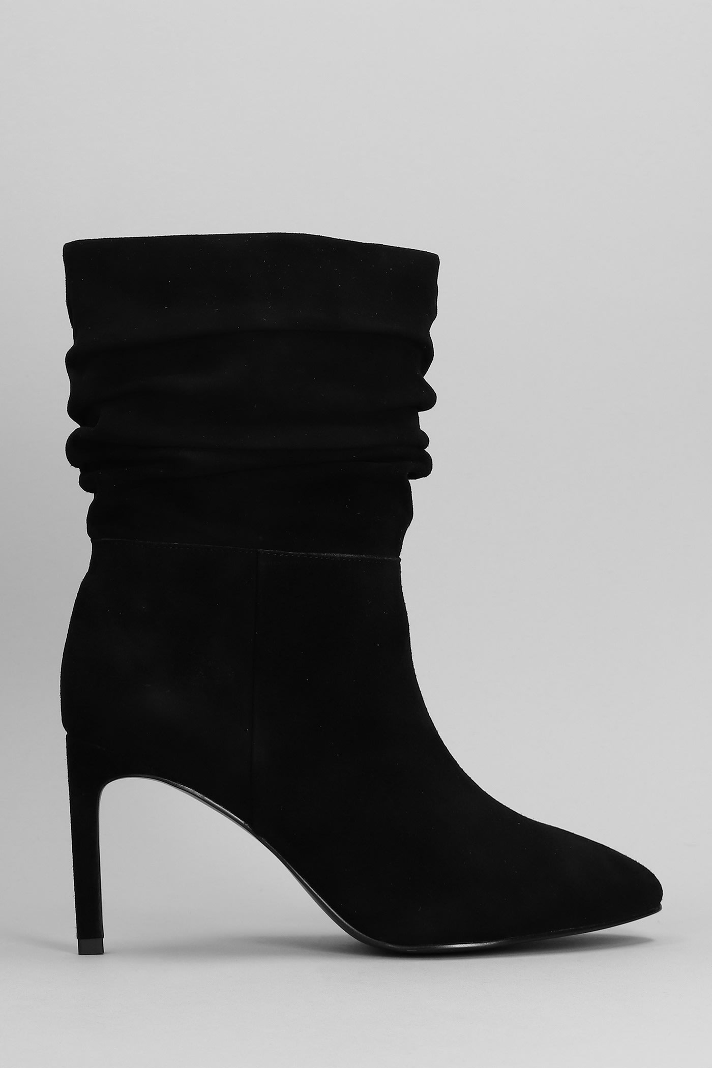BIBI LOU HIGH HEELS ANKLE BOOTS IN BLACK SUEDE
