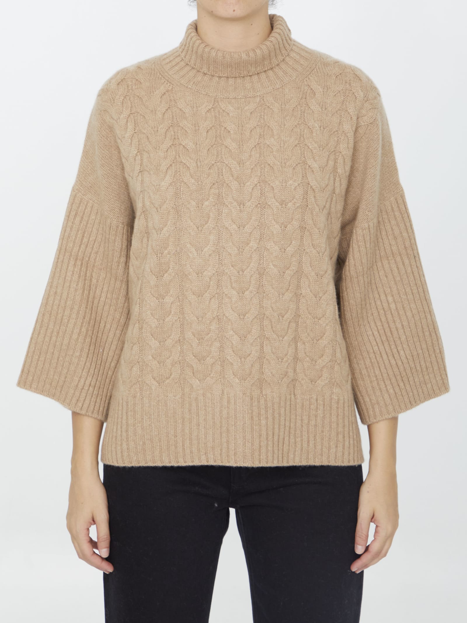 Okra Cable-knit Cashmere Jumper