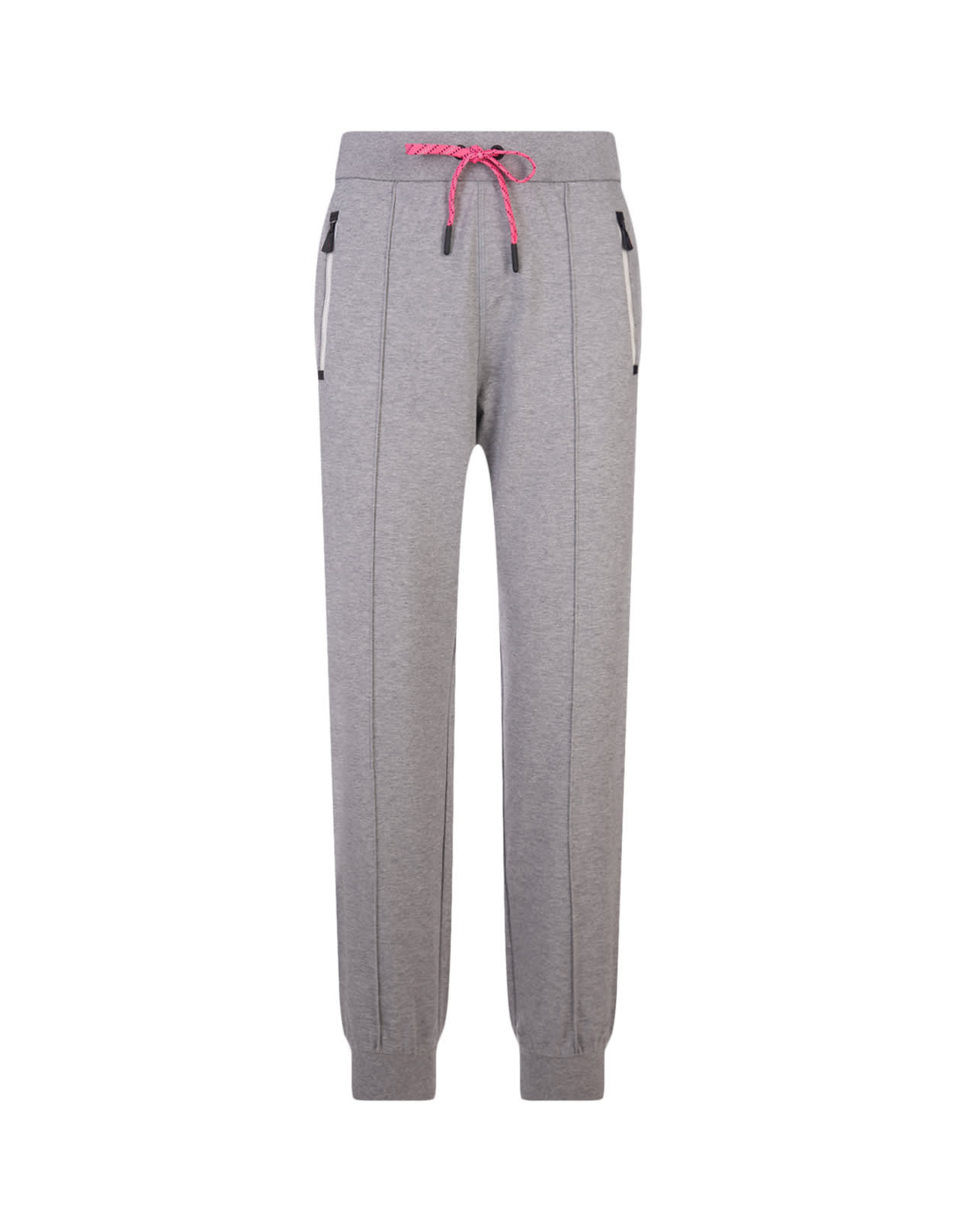 MONCLER GREY JOGGERS WITH CONTRAST DRAWSTRING