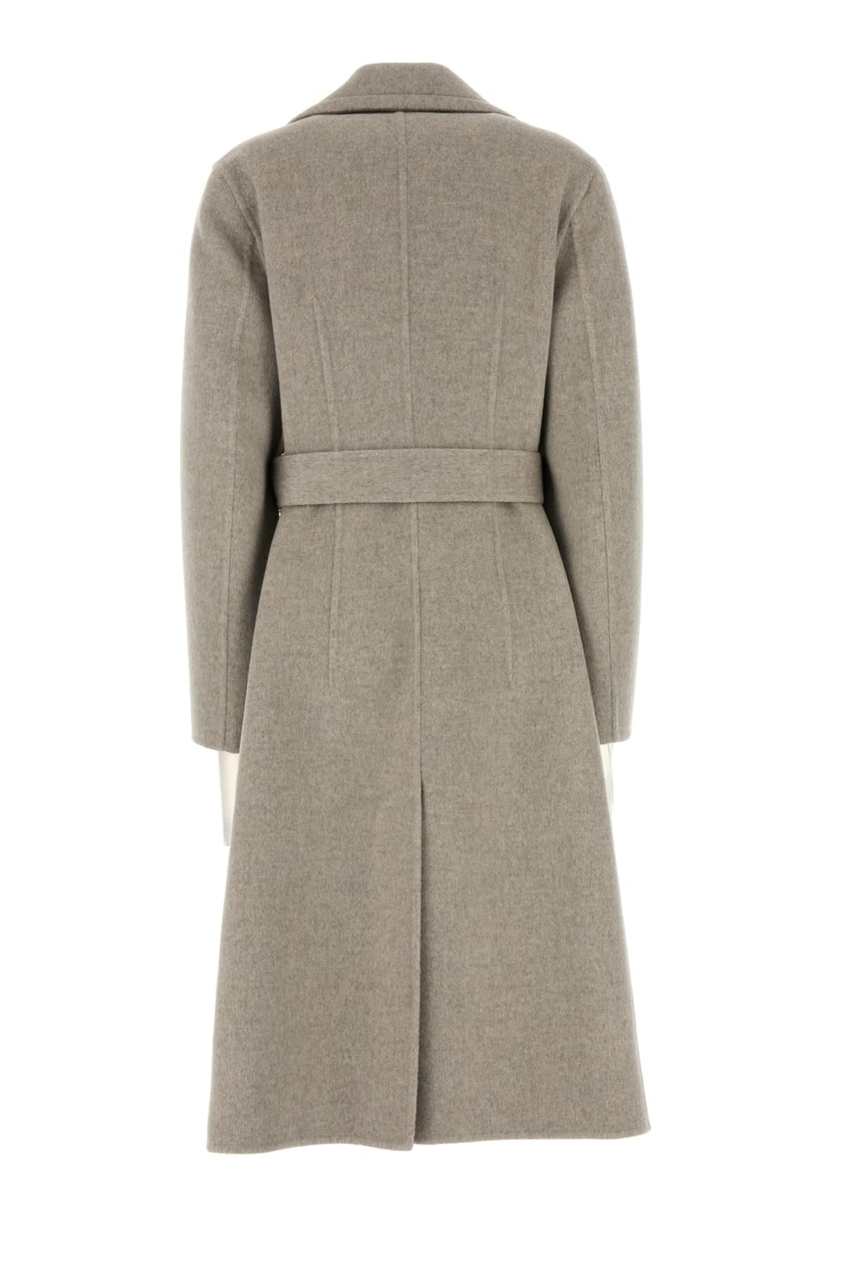 Shop Bottega Veneta Belted Coat In Riverbedmelange