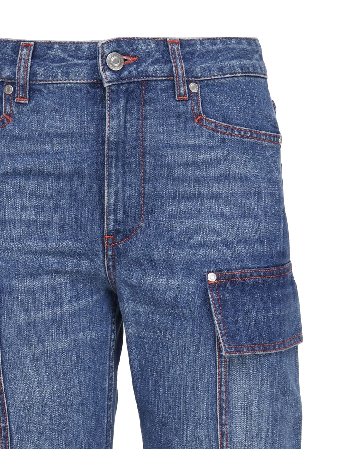 Shop Stella Mccartney Cargo Retrò Jeans In Cotton Denim In 70s Blue