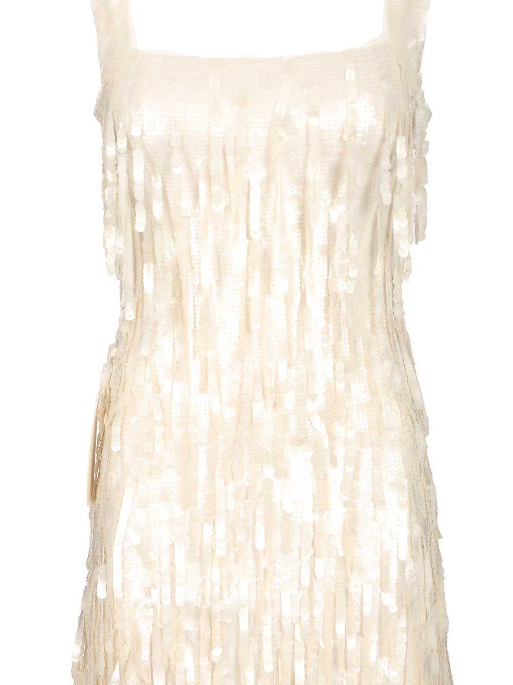 Staud Le Sable Dress Pailettes Fringe Dresses White In White