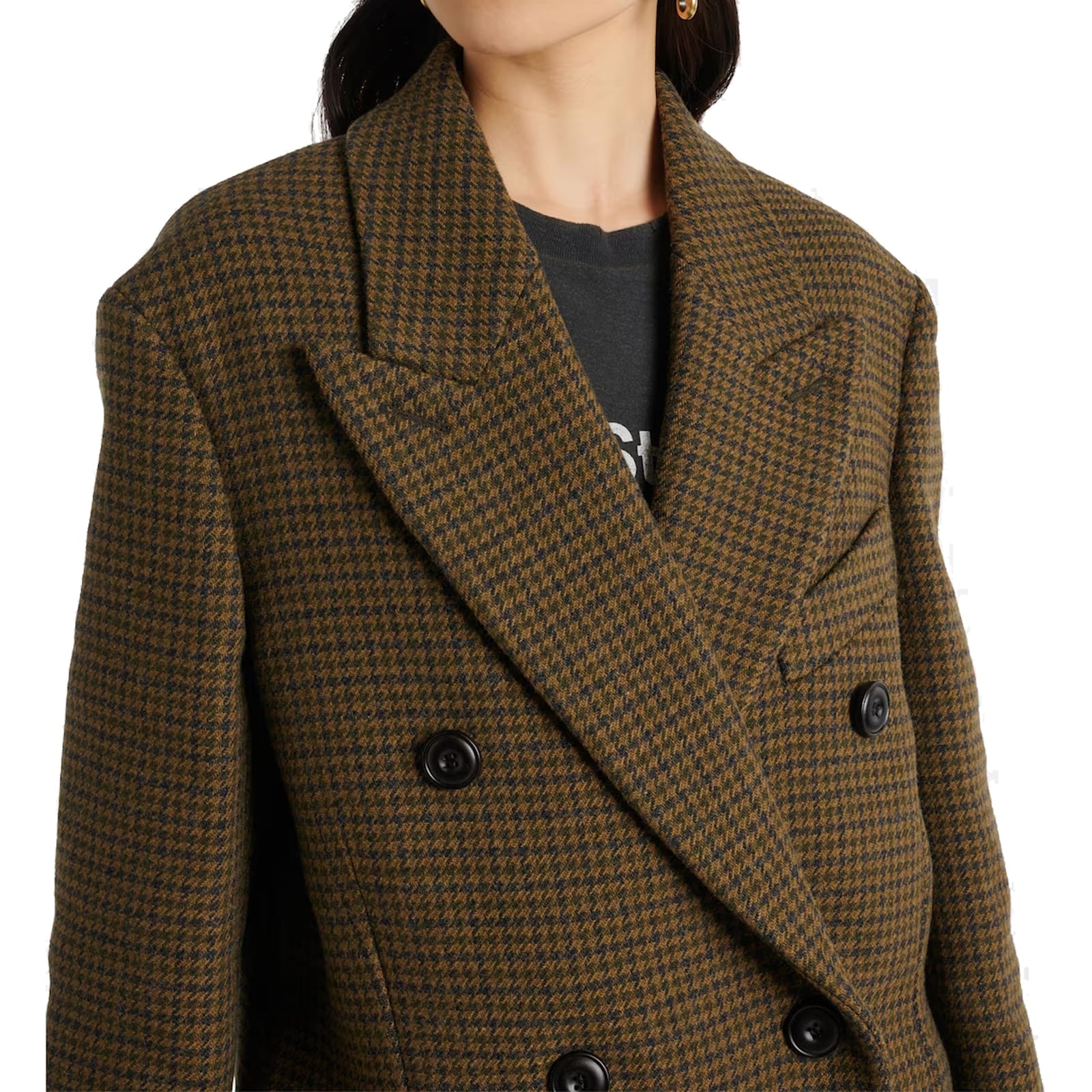 Acne Studios Checked Double-breasted Wool Blend Coat In Brown