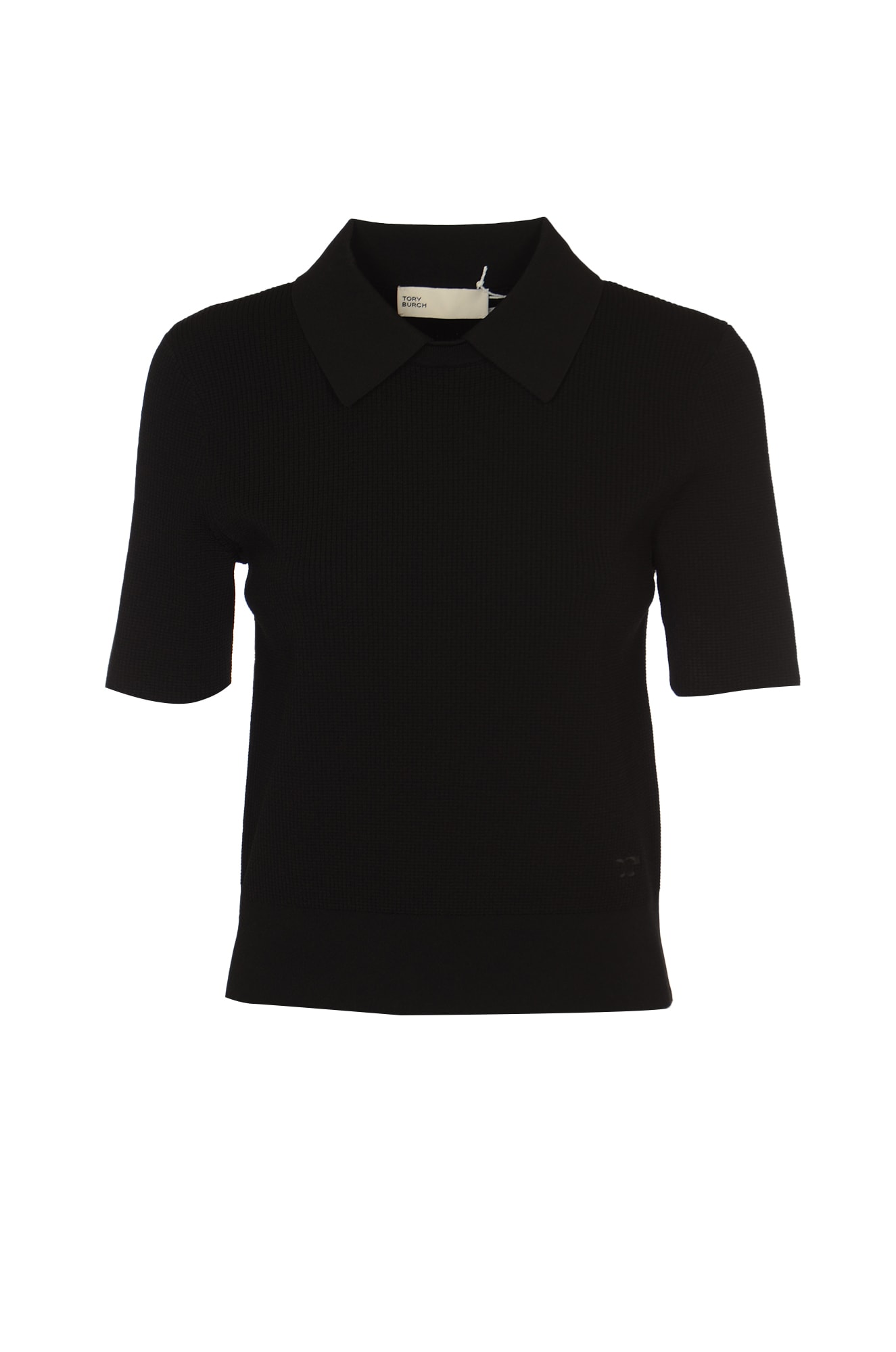 Shop Tory Burch Cropped Collared Shirt In Black