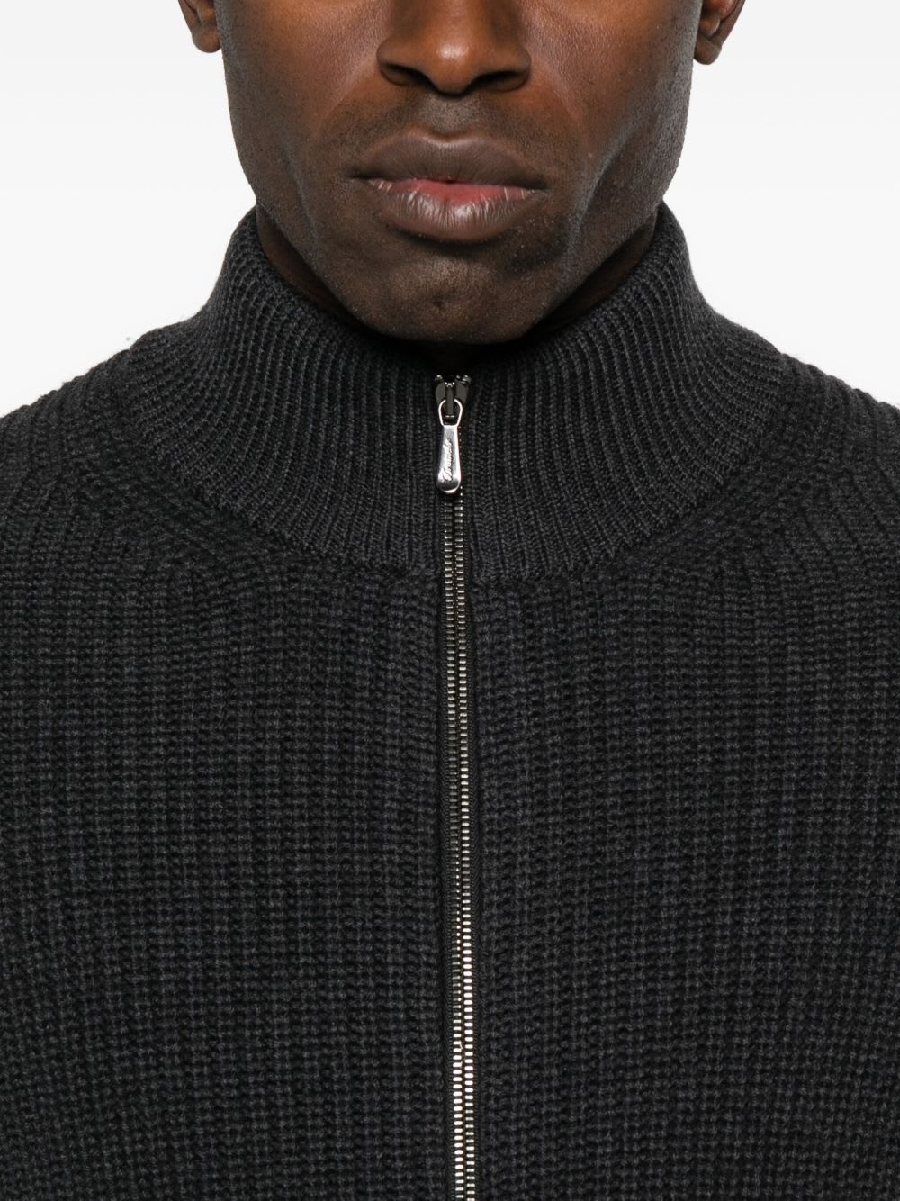 Drumohr Ribbed Cardigan With Zip Closure In Multi