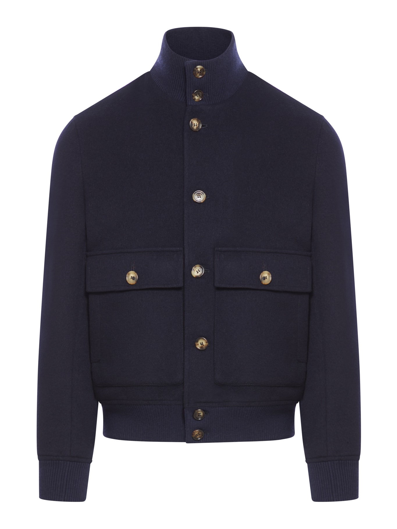 Shop Brunello Cucinelli Wool Bomber Jacket In Navy Anthracite Rubino Blue