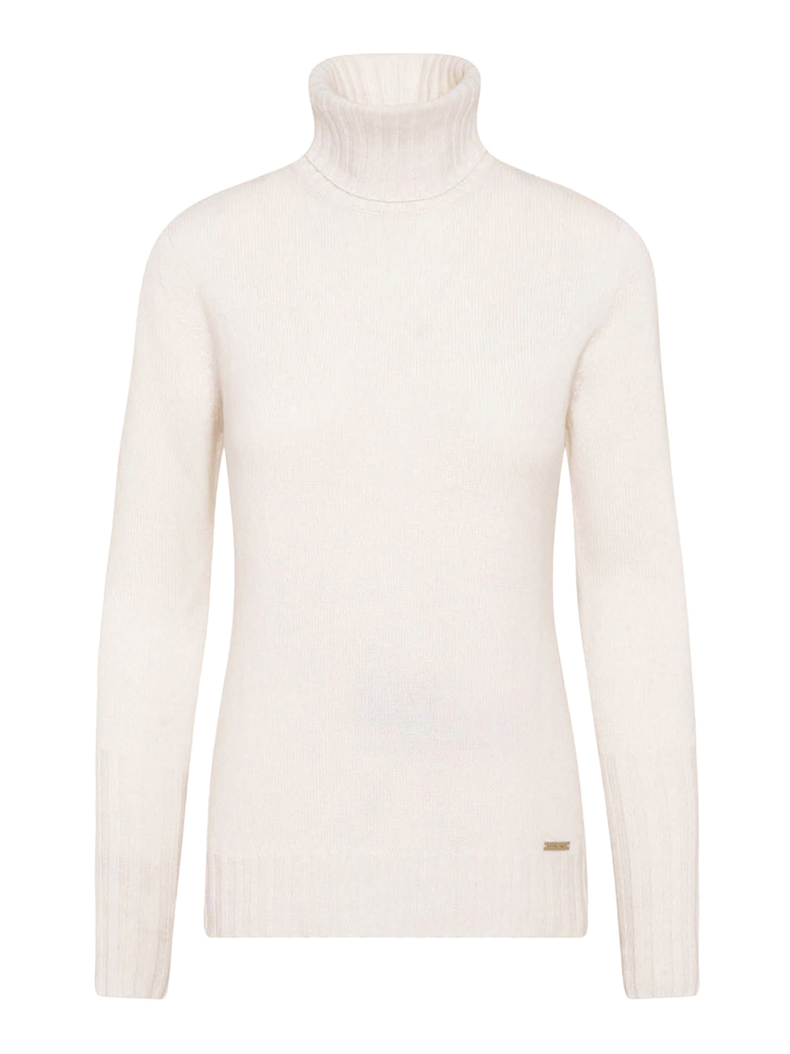 Shop Kiton Sweater High Neck Cashmere In Optical White