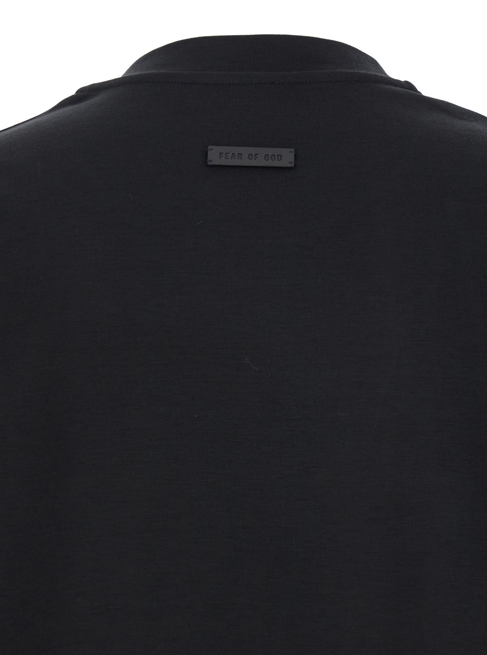 Shop Fear Of God Black T-shirt With Patch Logo On The Back In Cotton Man