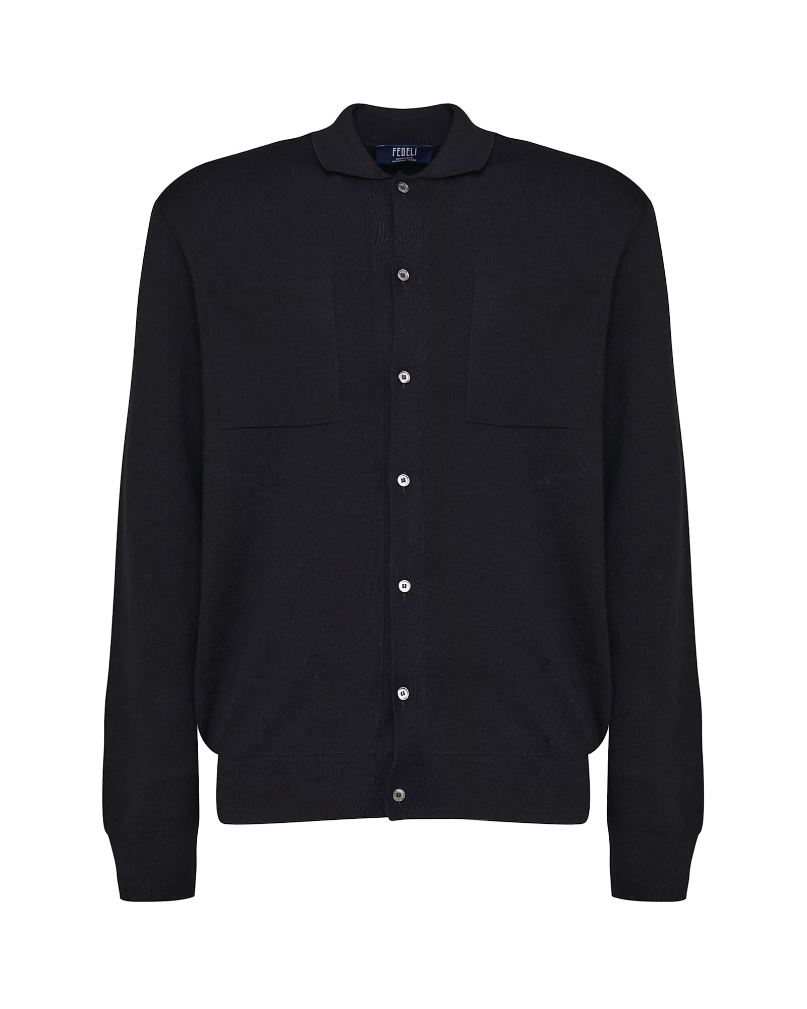 Shop Fedeli Virgin Wool Cardigan Shirt In Black