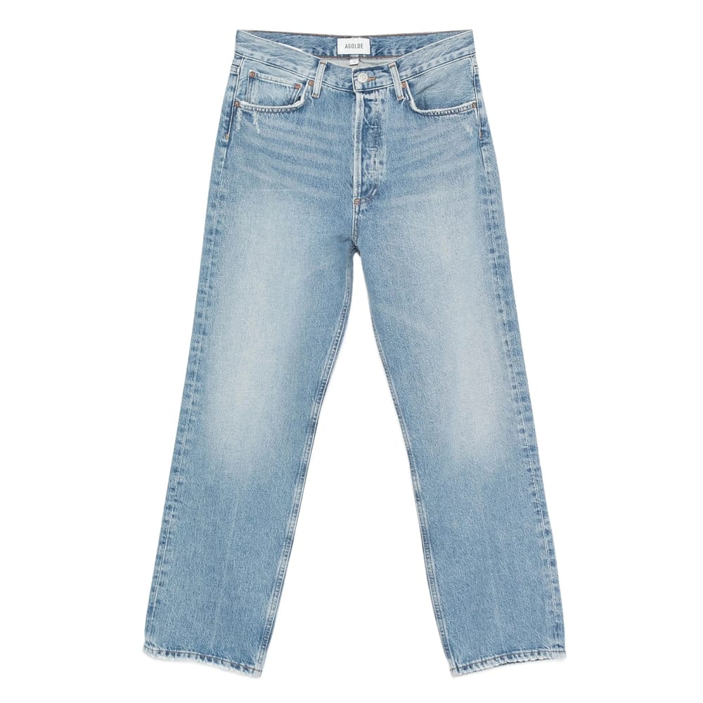 Agolde Denim Trousers With Belt Loops In Blue