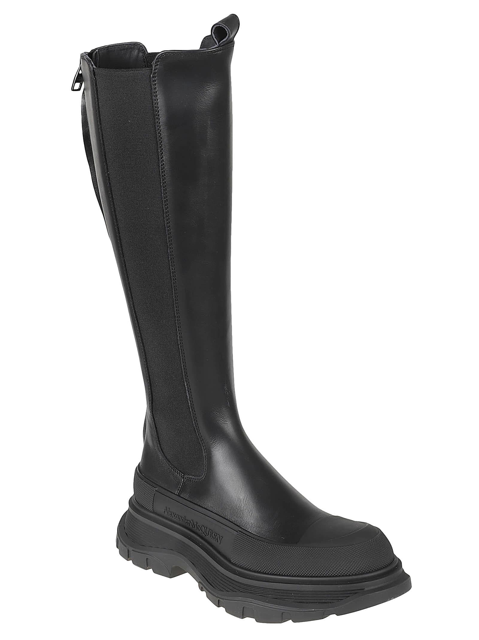 Shop Alexander Mcqueen Elastic Side Zipped Boots In Black