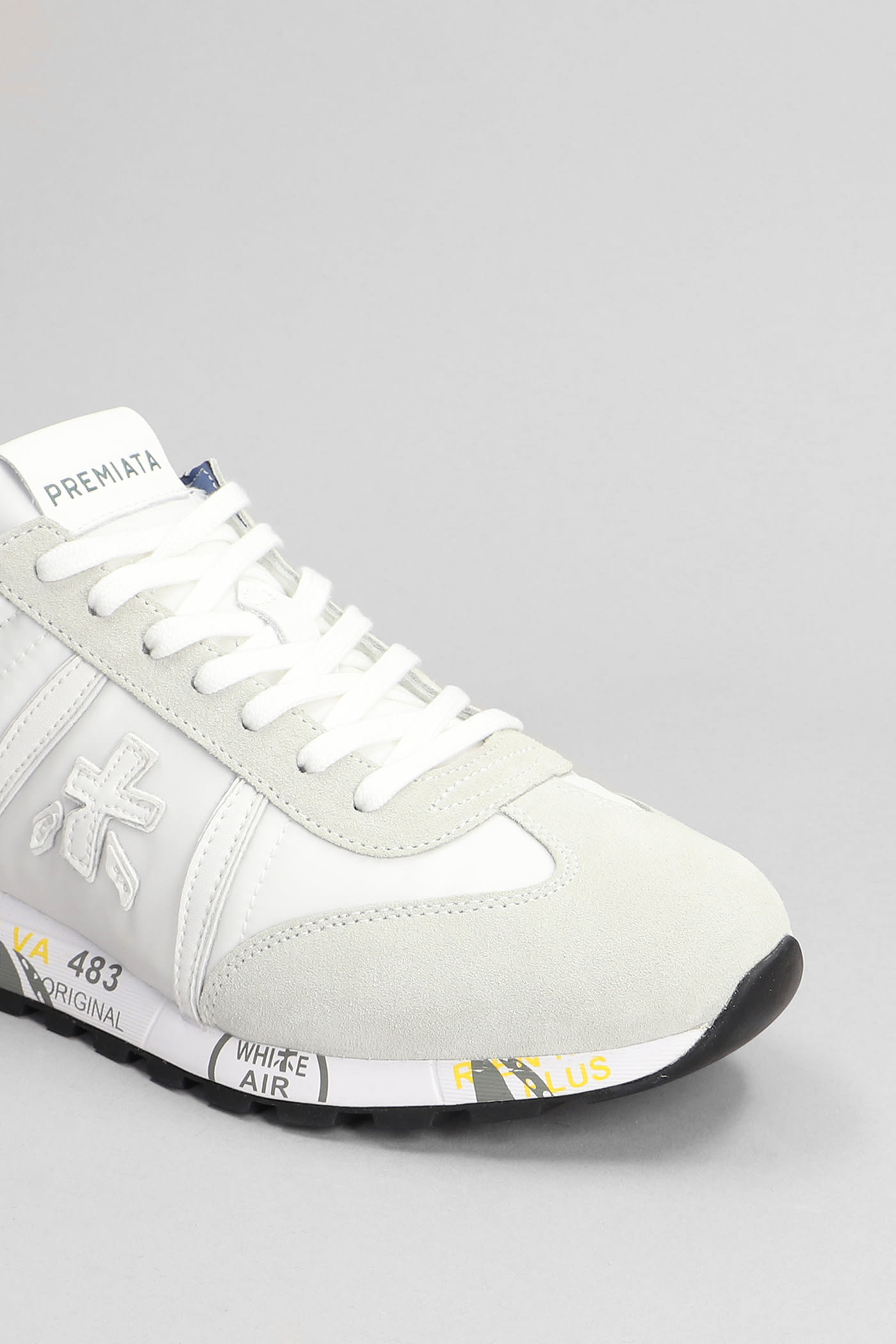 Shop Premiata Lucy Sneakers In White Suede And Fabric