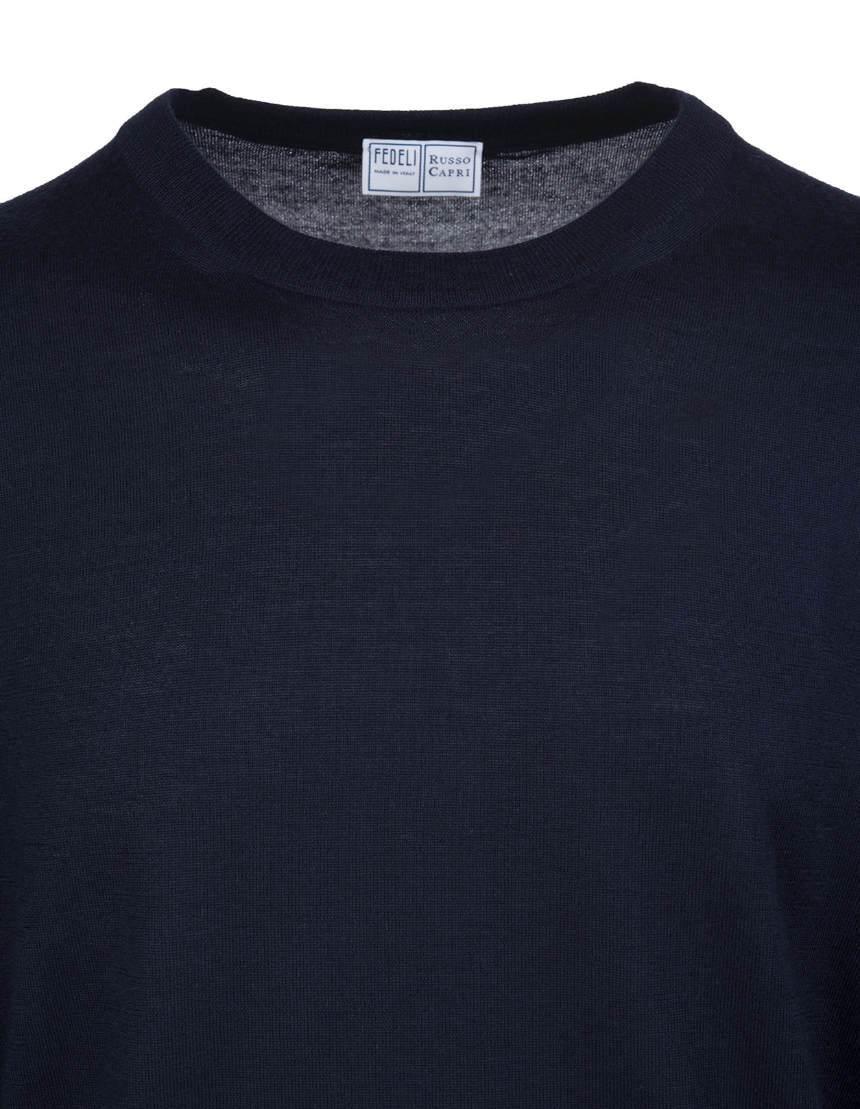 Shop Fedeli Dark Blue Arg. Pullover In Cashmere And Silk