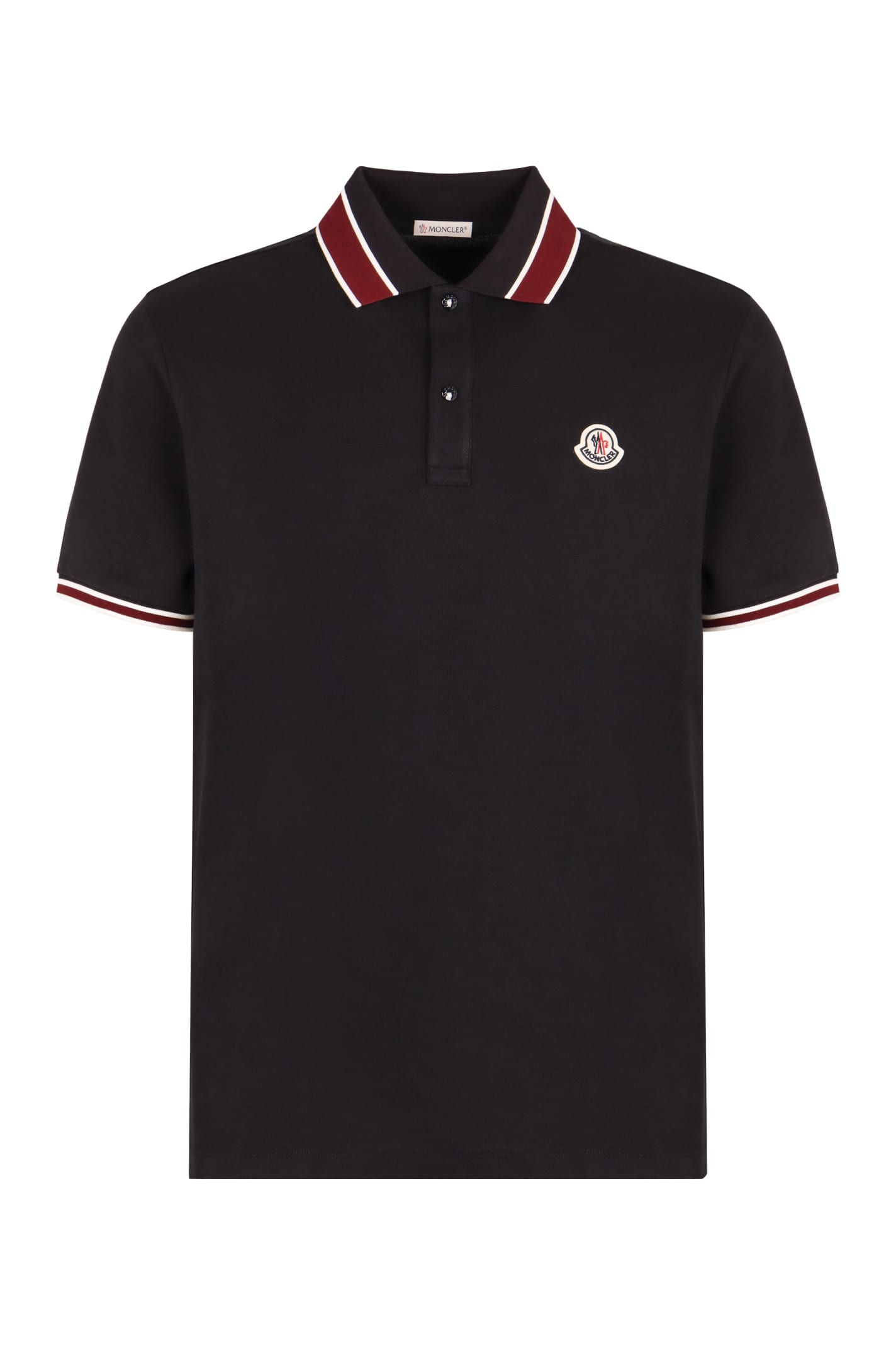 Shop Moncler Cotton-piqué Polo Shirt In Blue