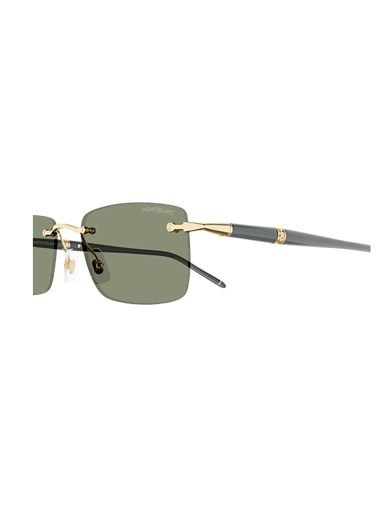 Shop Montblanc Mb0344s Sunglasses In Gold Grey Green