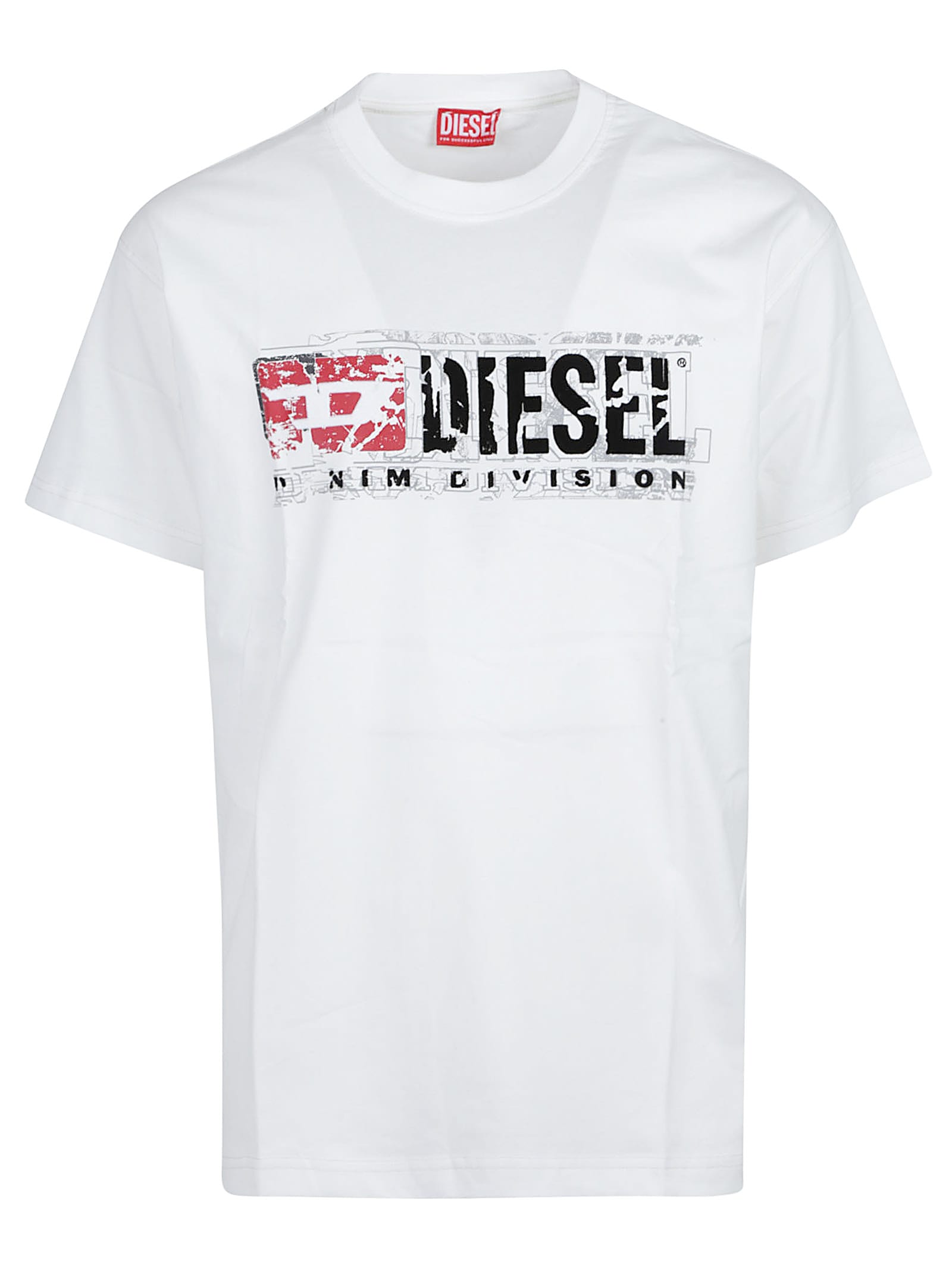 Diesel Crewneck Graphic Print T-shirt With Velvet Logo In White